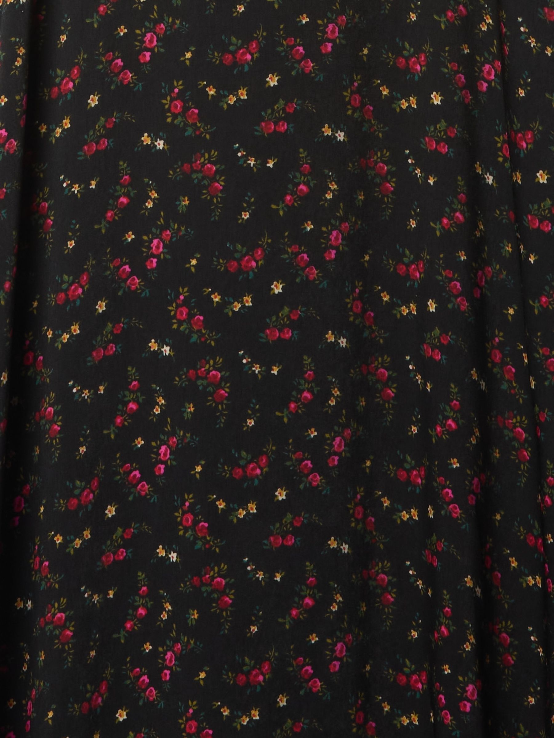Black Floral Satin Empire Midi Dress - Image 5 of 5