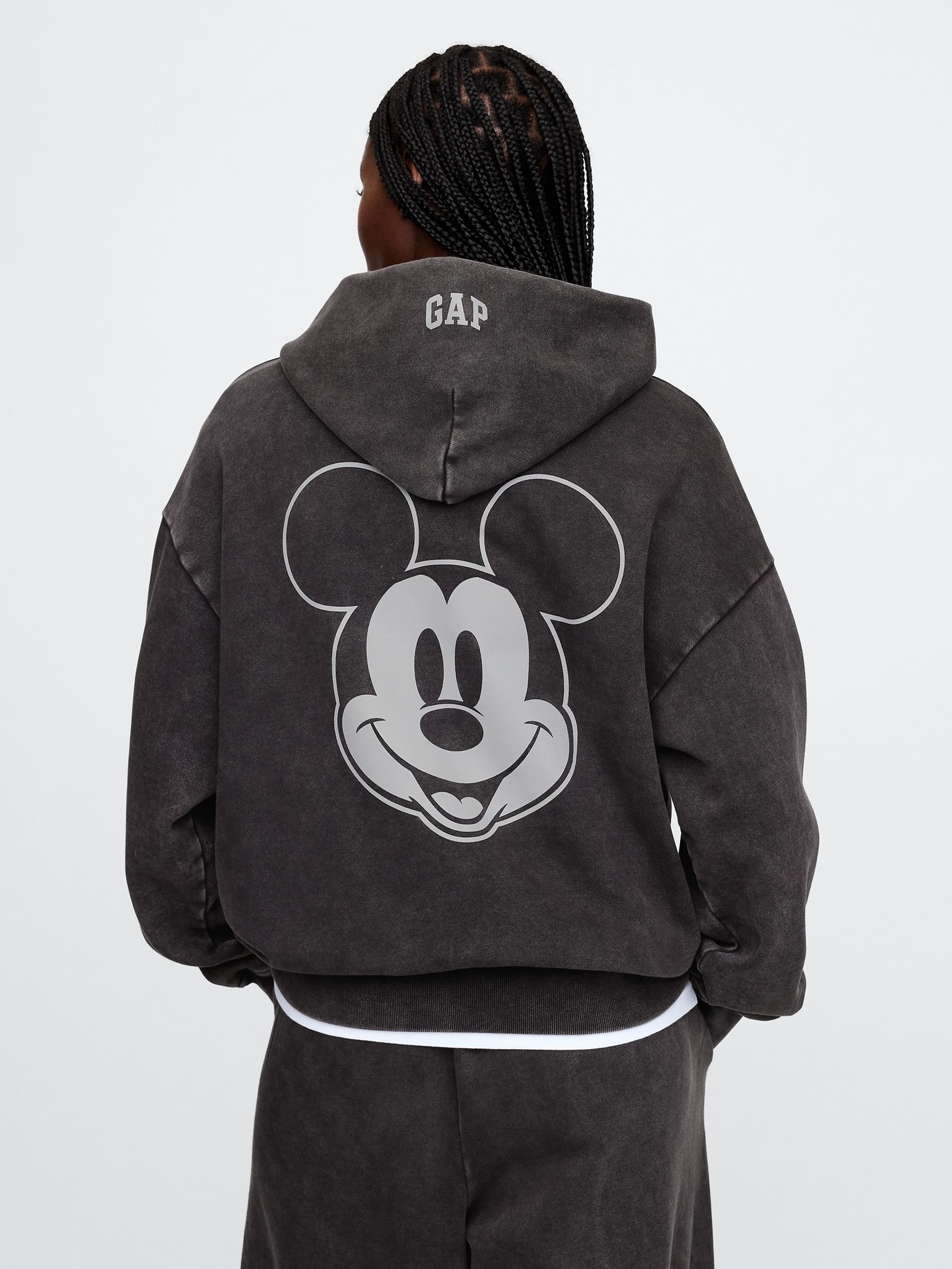 Black Mickey Mouse Disney Oversized Logo Hoodie | Gap