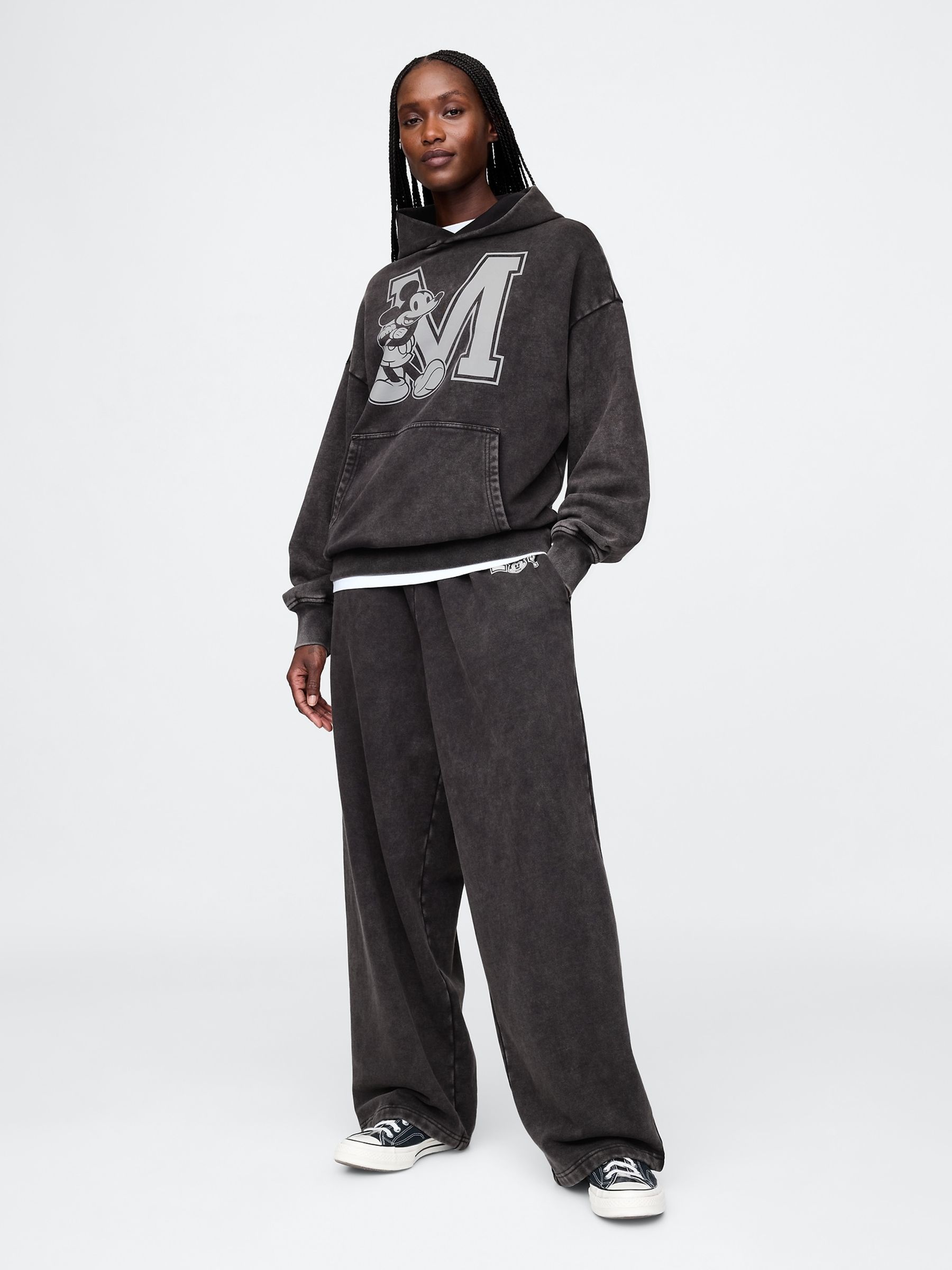 Black Mickey Mouse Disney Oversized Logo Hoodie - Image 3 of 8
