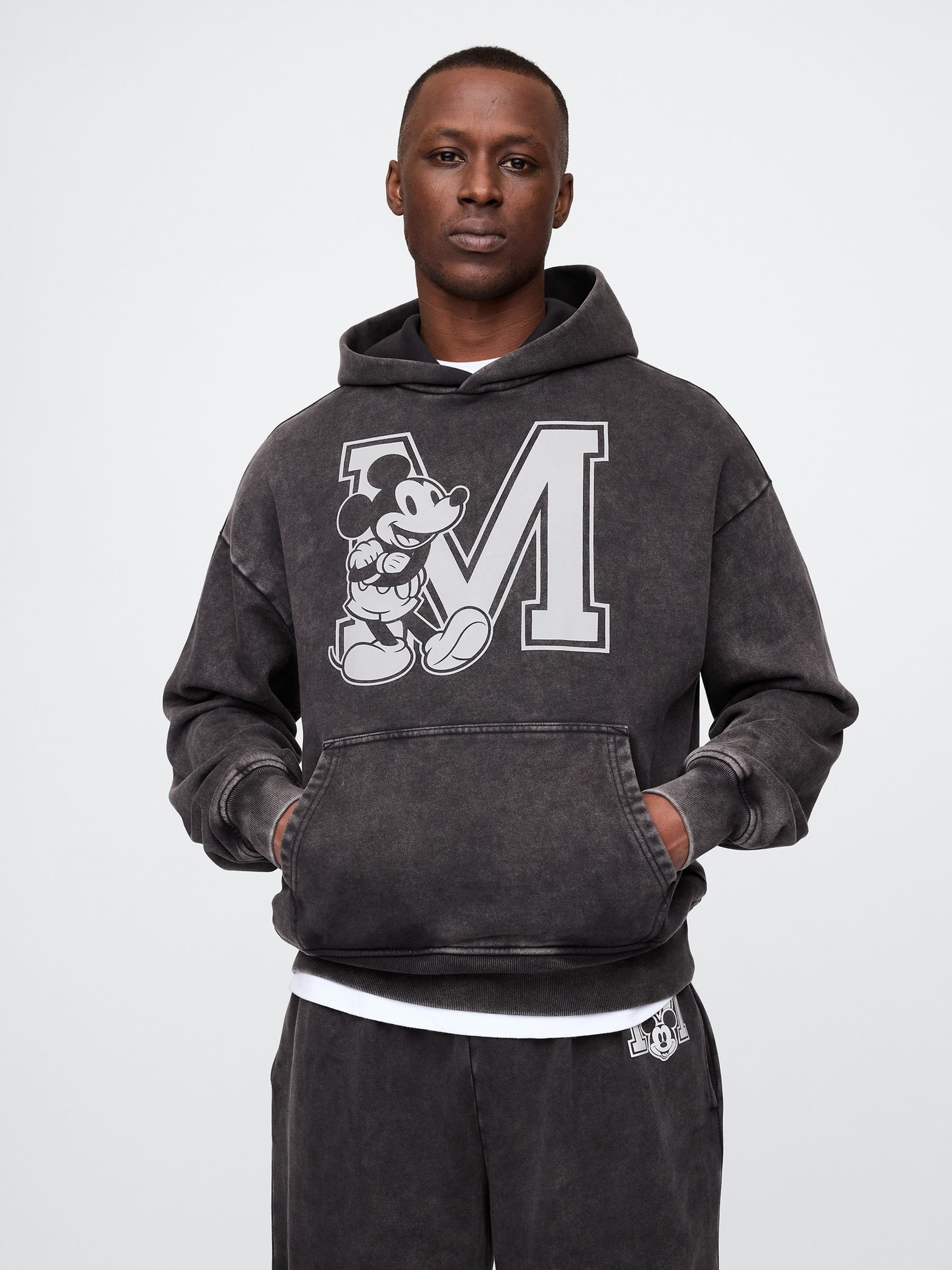 Black Mickey Mouse Disney Oversized Logo Hoodie - Image 4 of 8
