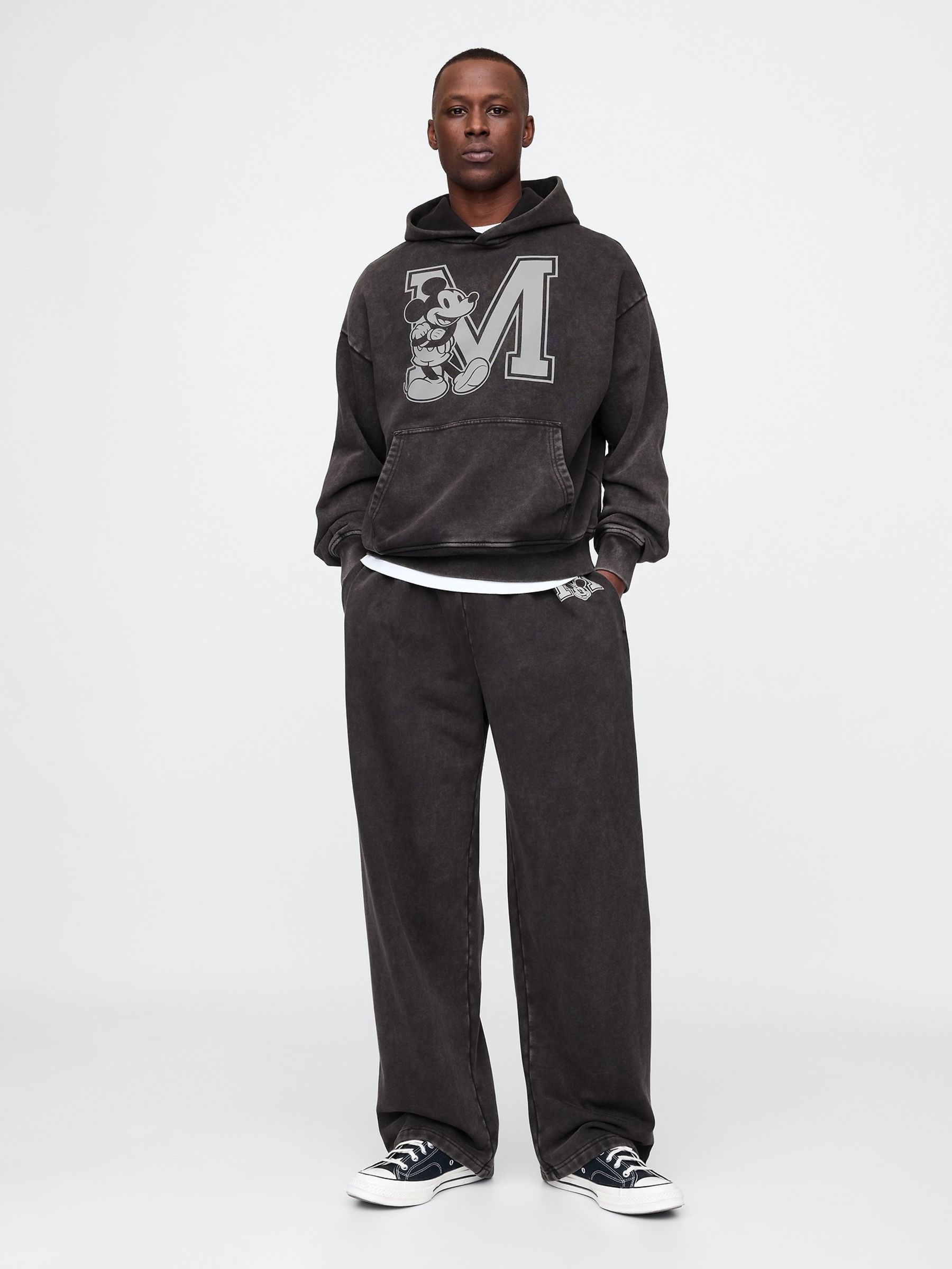 Black Mickey Mouse Disney Oversized Logo Hoodie - Image 5 of 8