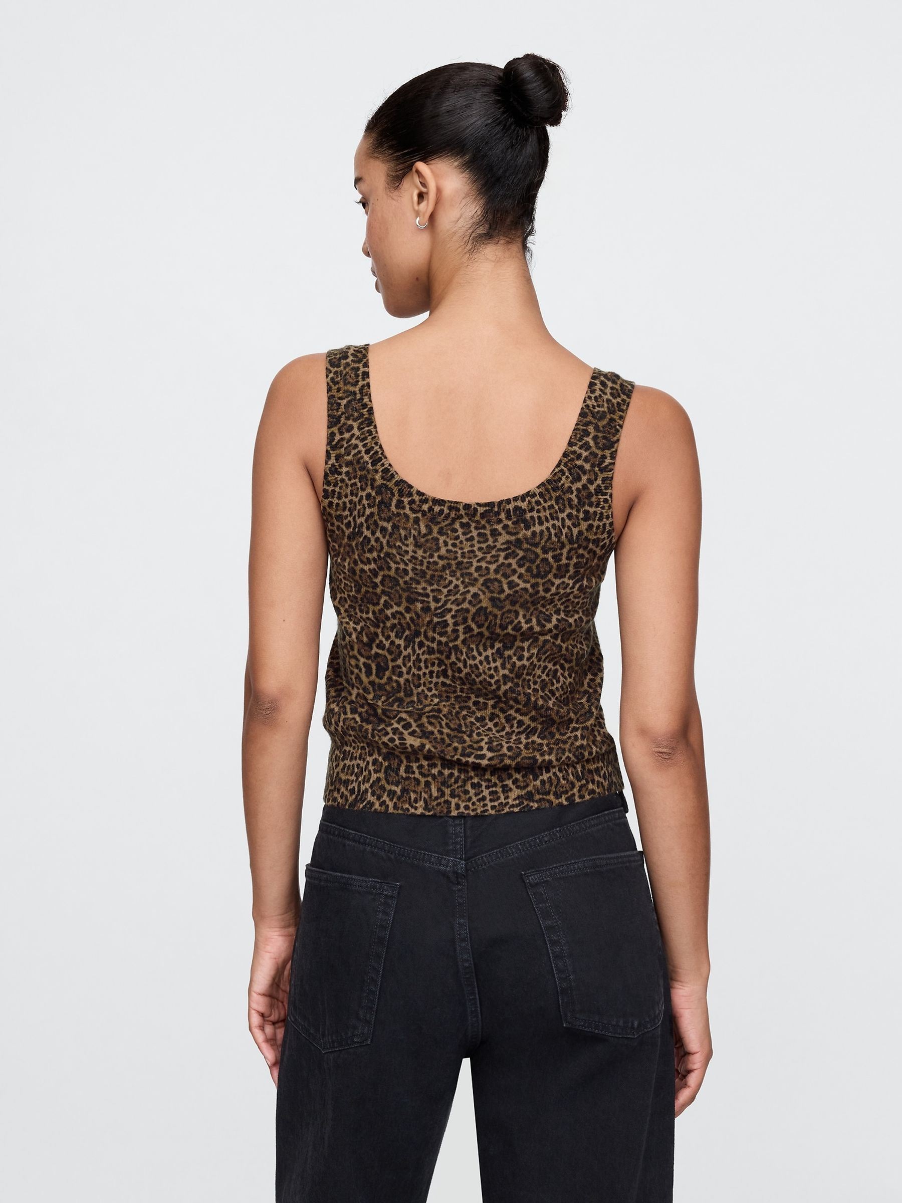 Brown Leopard Print CashSoft Cropped Vest - Image 2 of 5