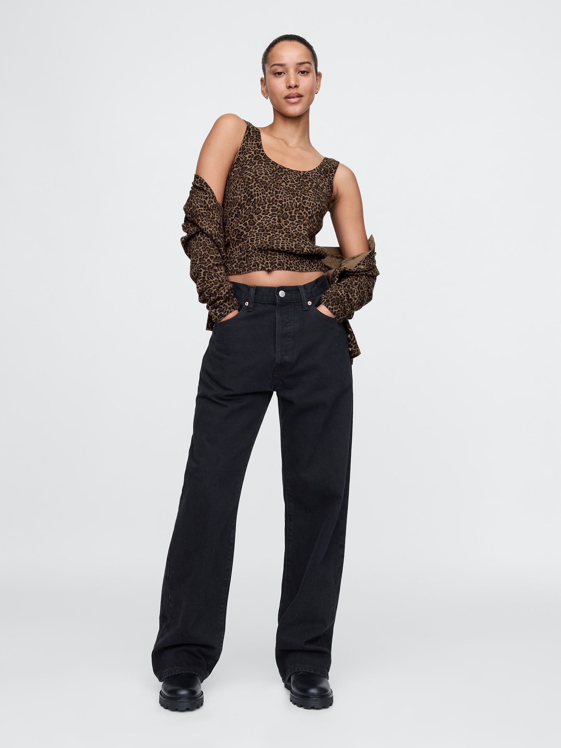Brown Leopard Print CashSoft Cropped Vest - Image 3 of 5