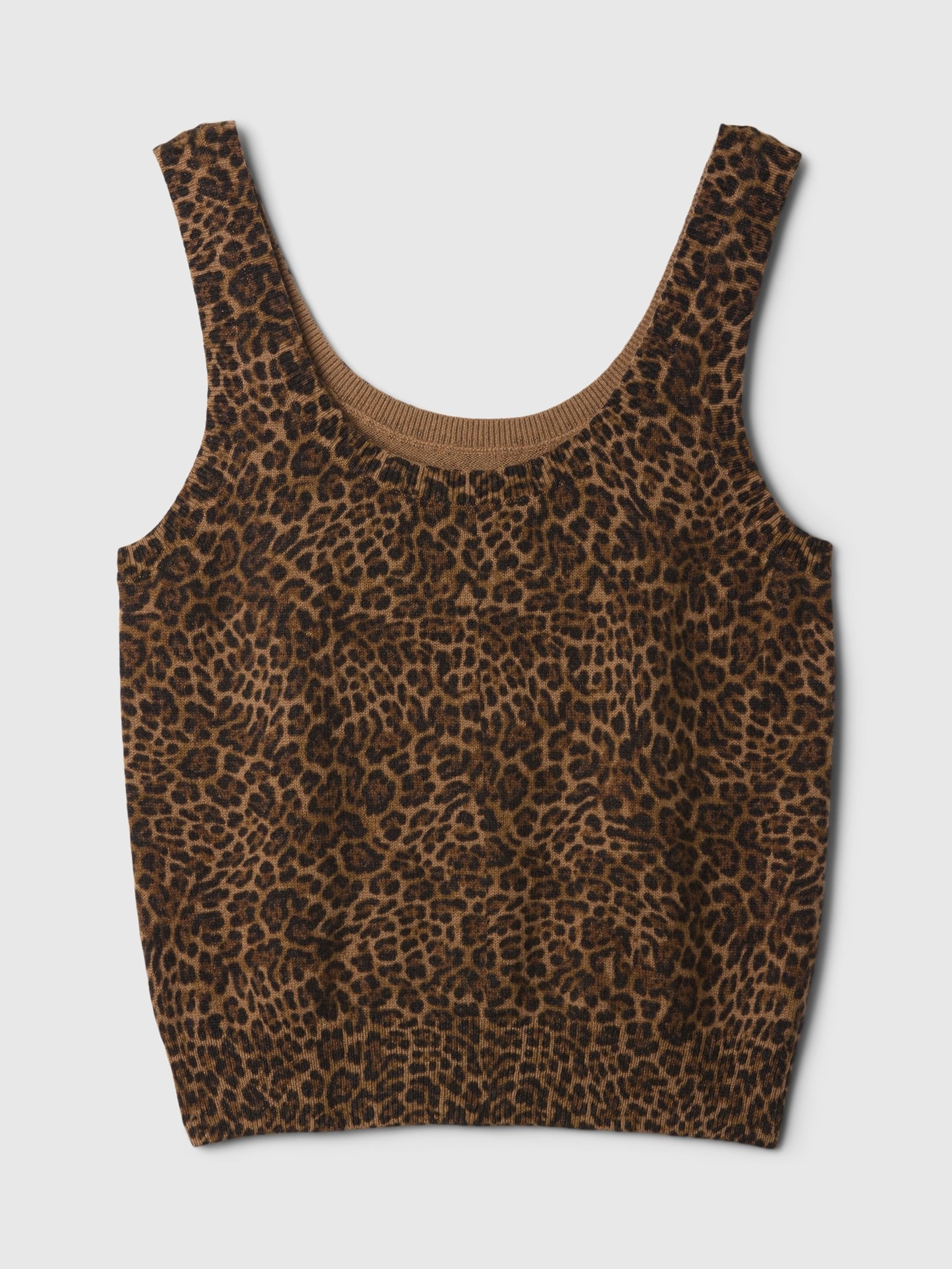 Brown Leopard Print CashSoft Cropped Vest - Image 4 of 5