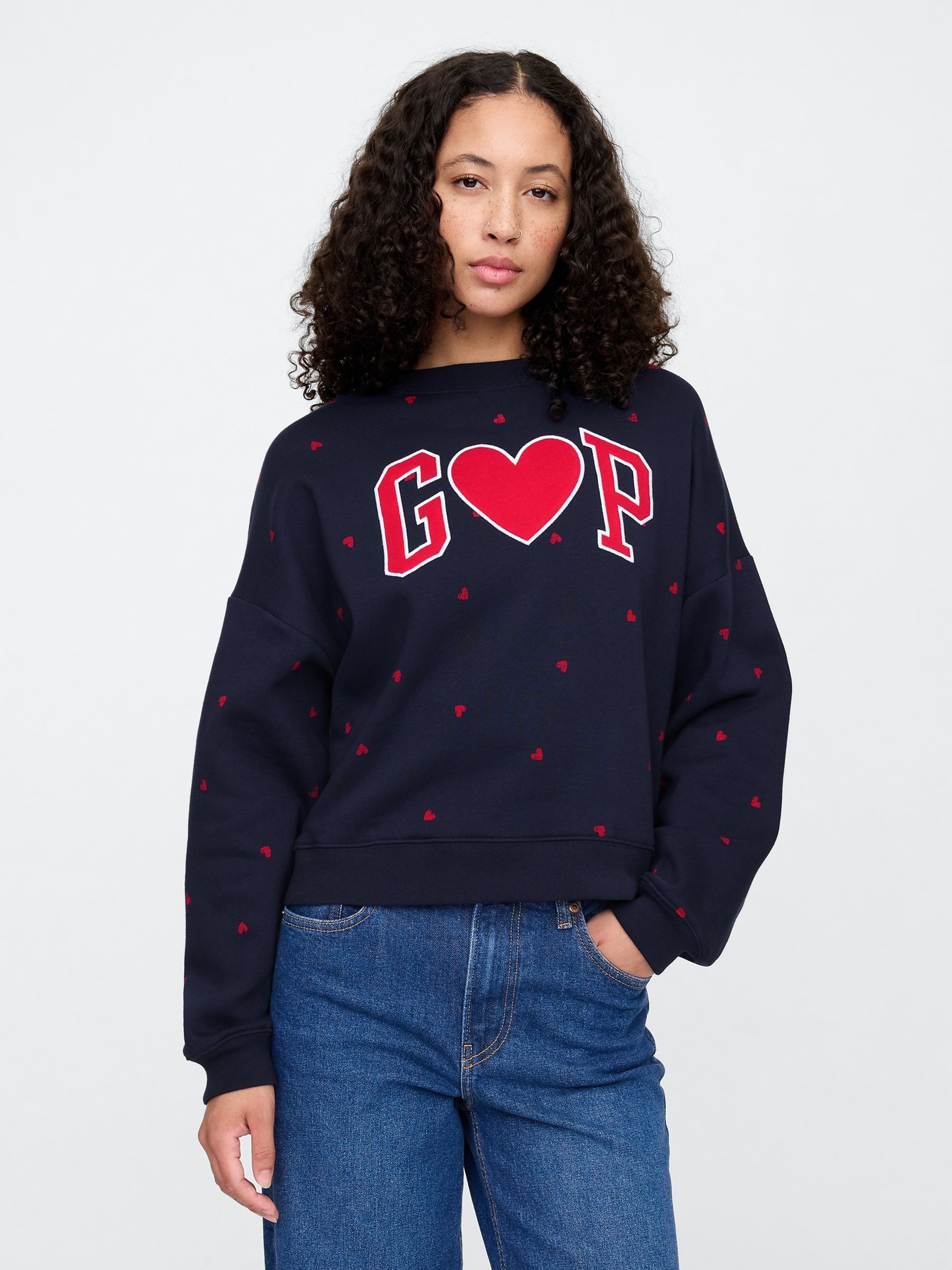Blue Heart Logo Oversized Sweatshirt - Image 1 of 5