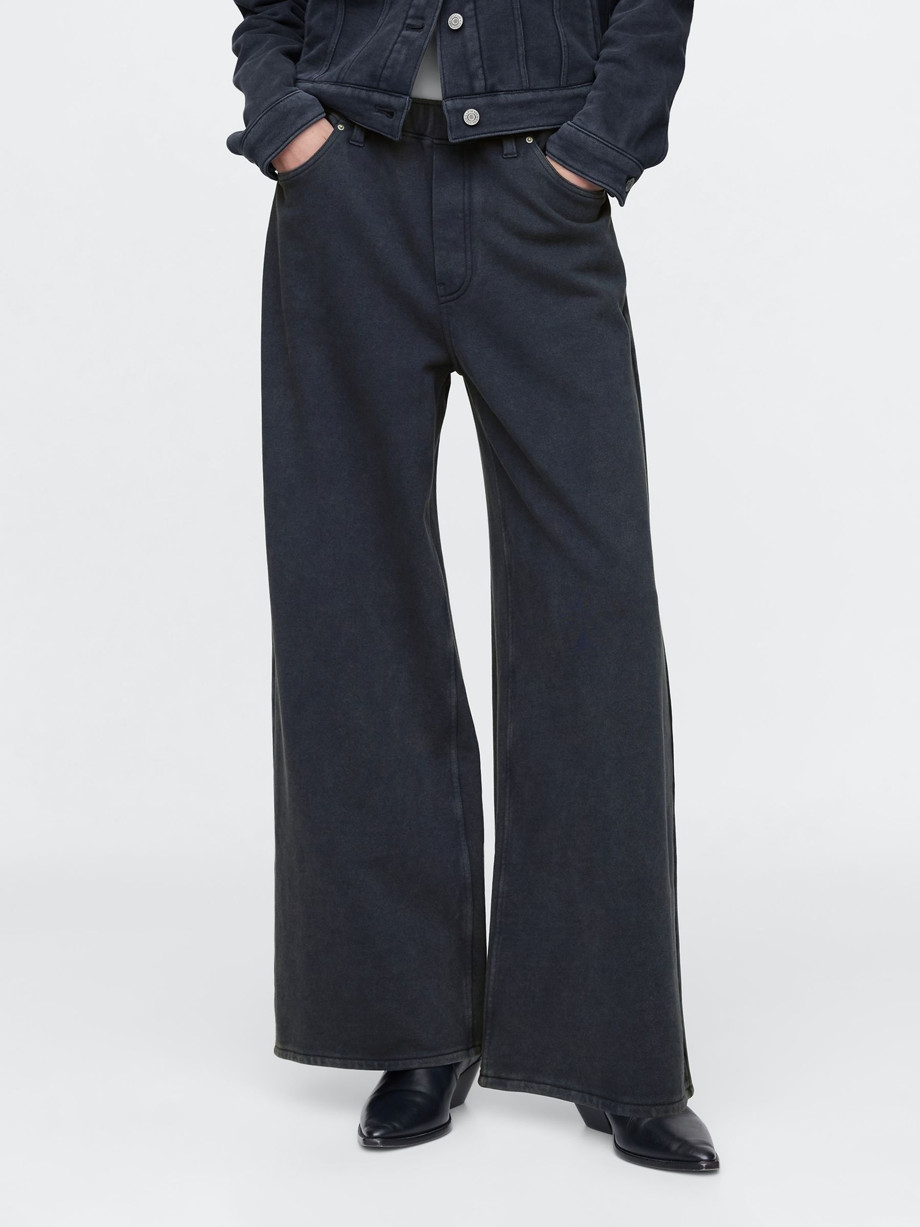 Black Baggy French Terry Jean Joggers - Image 2 of 5