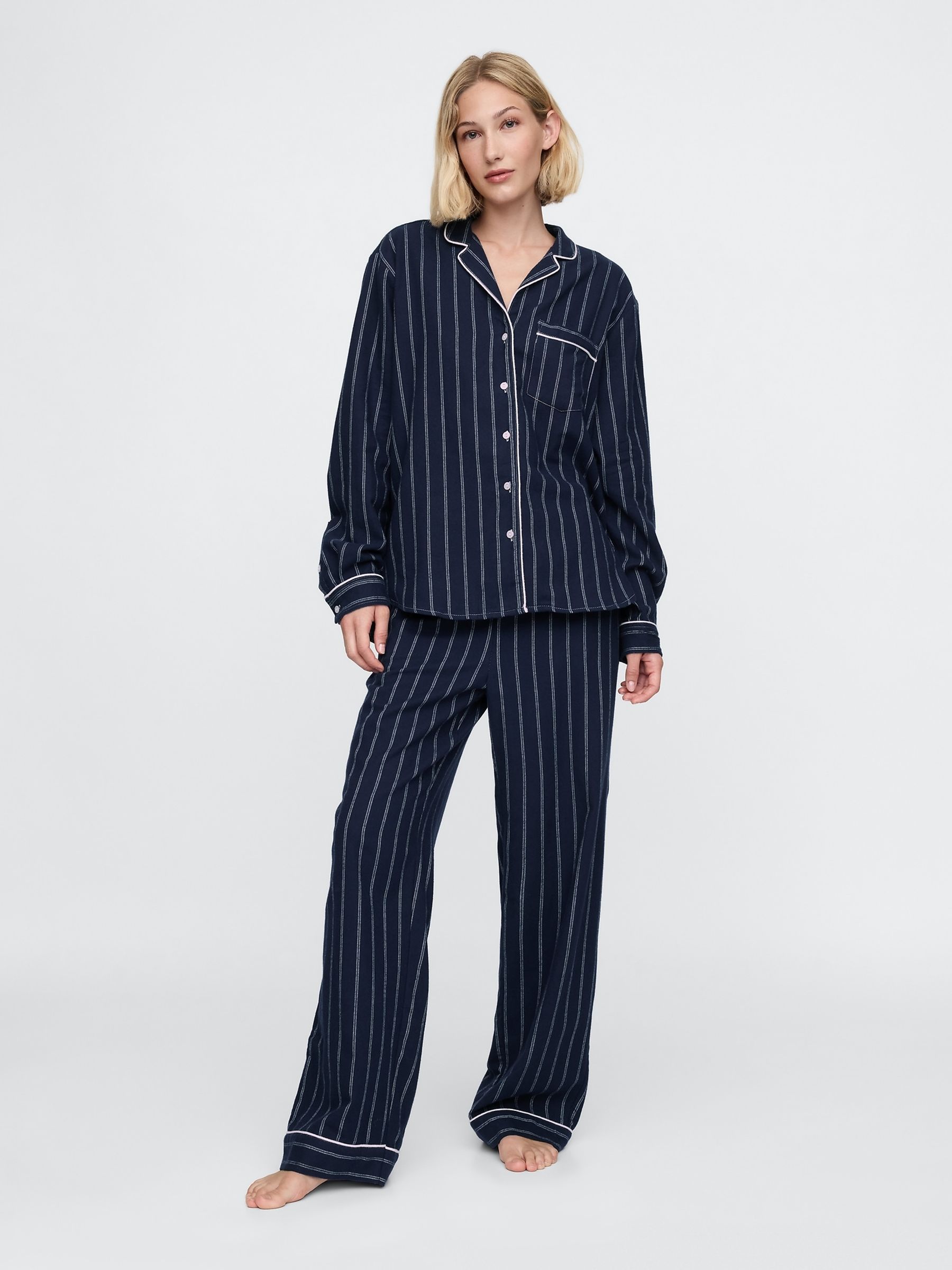 Navy Blue Stripe Long Sleeve Pyjamas | Gap