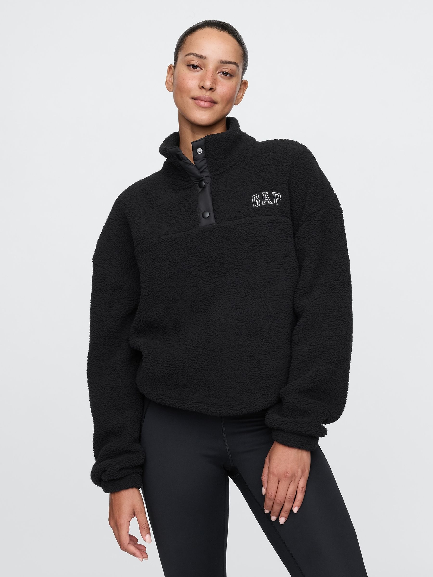 Black Half Snap Sherpa Fleece - Image 1 of 5