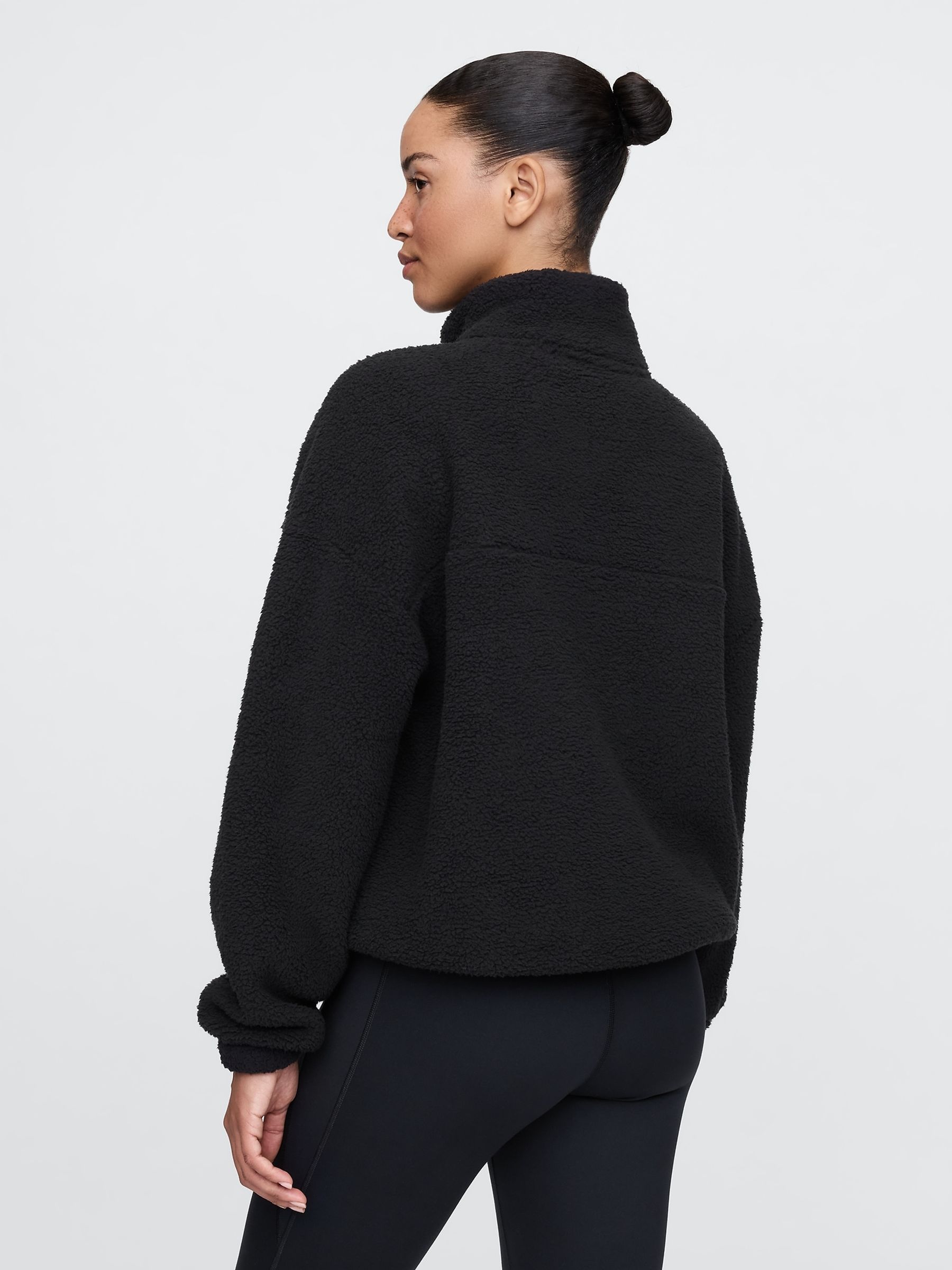 Black Half Snap Sherpa Fleece - Image 2 of 5