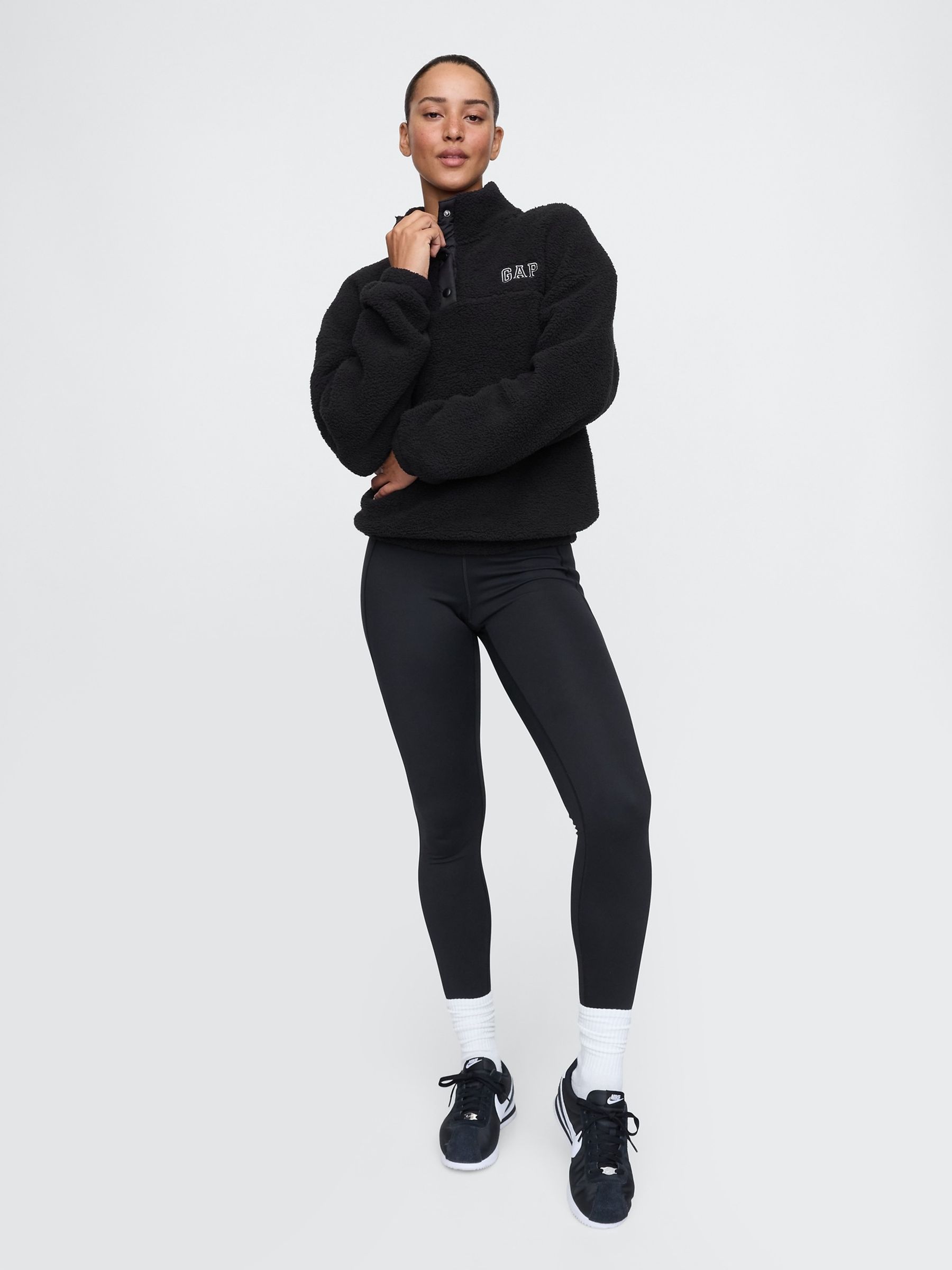 Black Half Snap Sherpa Fleece - Image 3 of 5