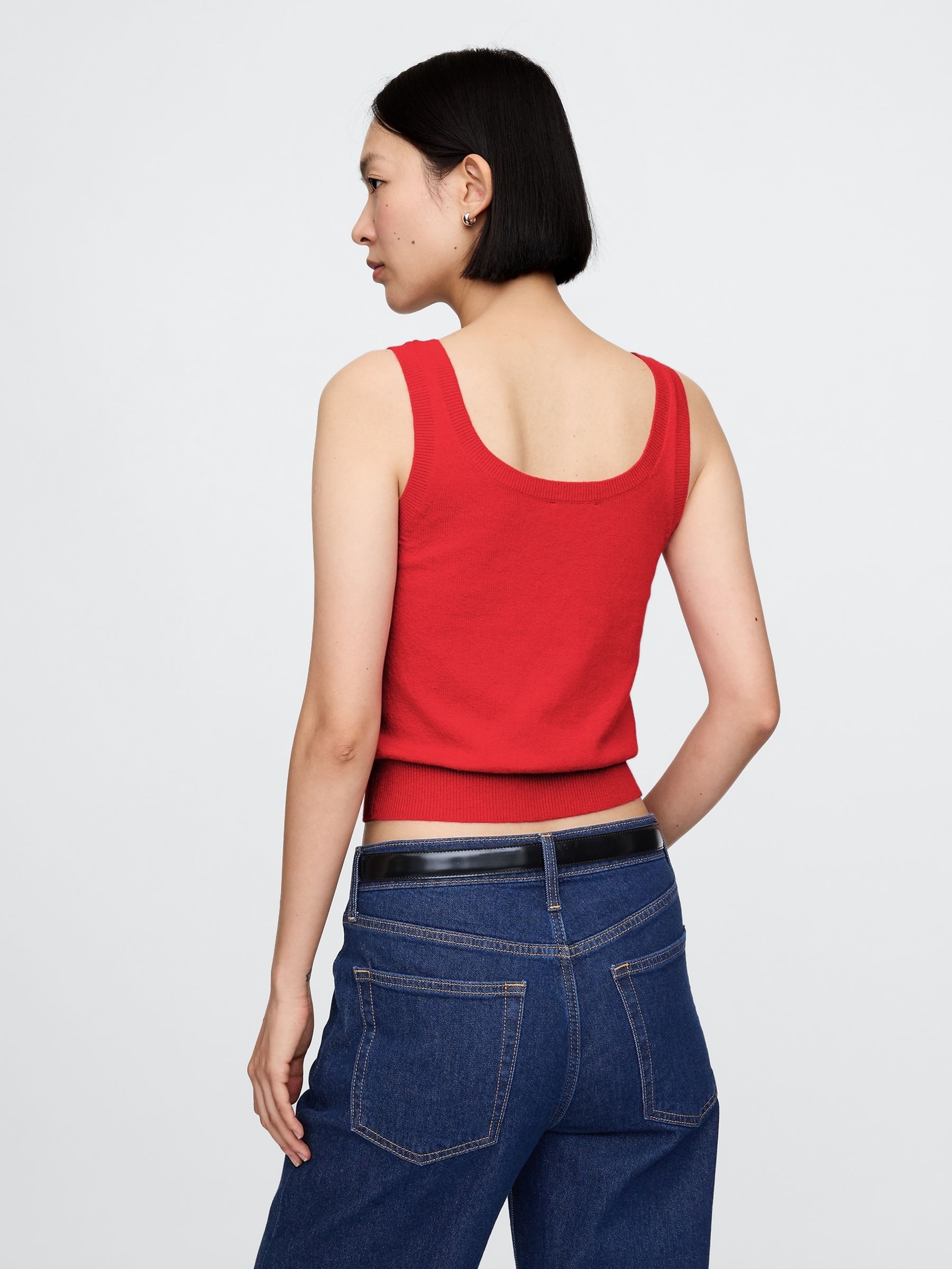 Red CashSoft Leopard Print Cropped Tank Top - Image 2 of 5
