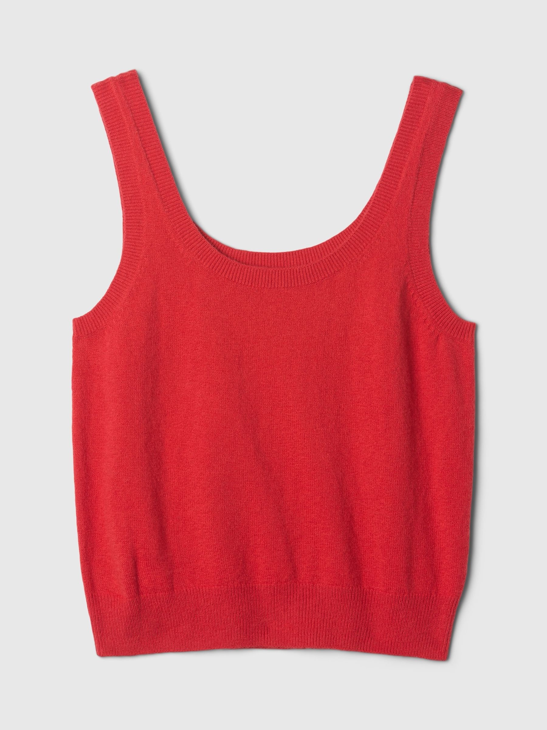 Red CashSoft Leopard Print Cropped Tank Top - Image 4 of 5