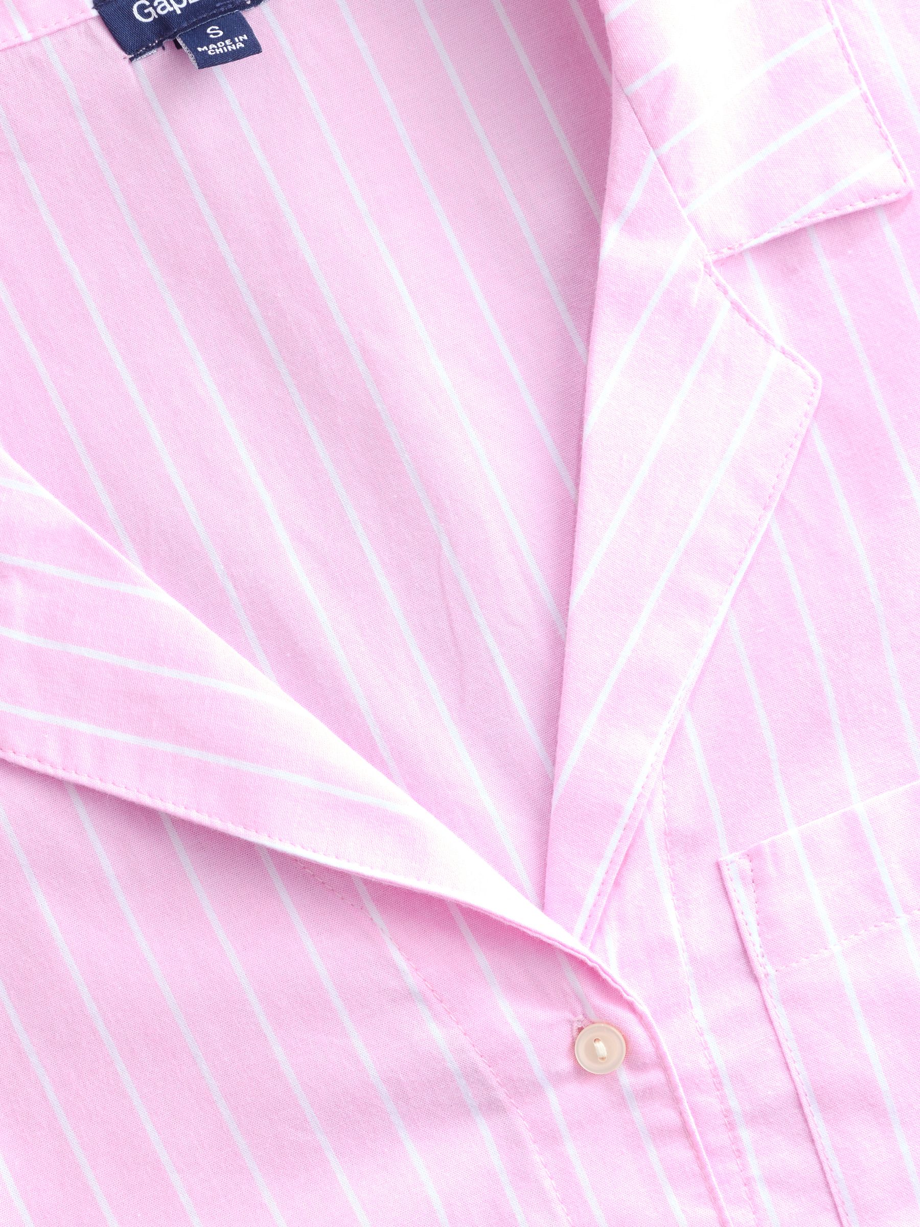 Pink Stripe Cotton Short Sleeve Pyjama Top - Image 3 of 4