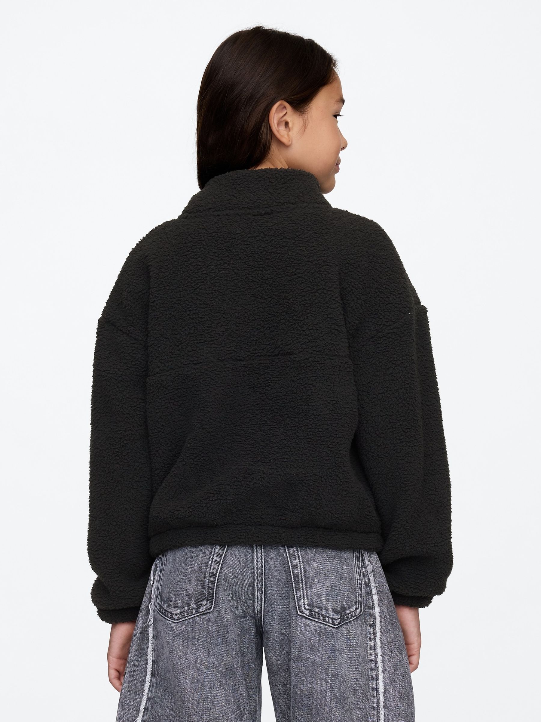 Black Quarter-Snap Sherpa Fleece (4-13yrs) - Image 2 of 4