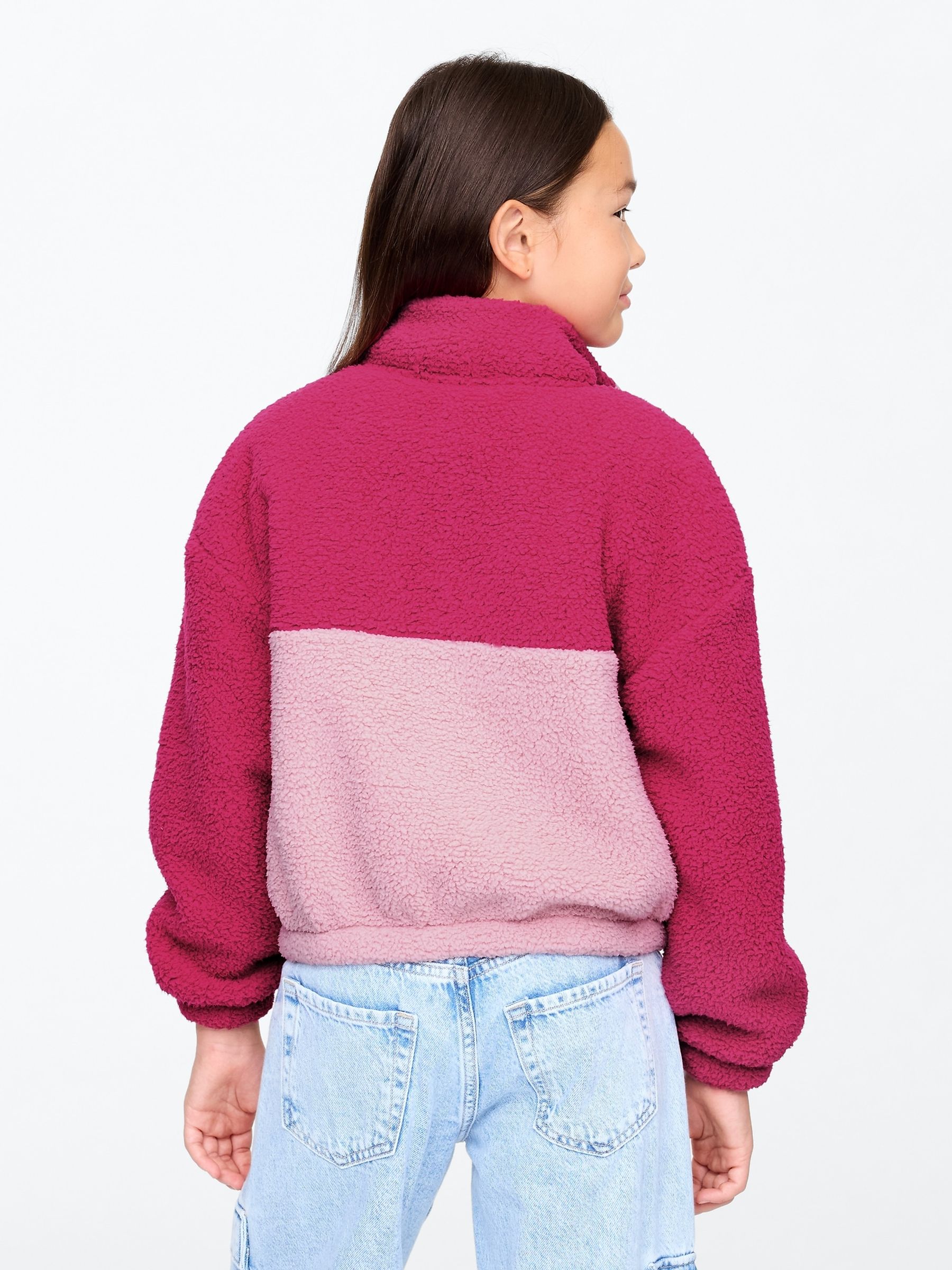 Pink Quarter-Snap Sherpa Fleece (4-13yrs) - Image 2 of 4