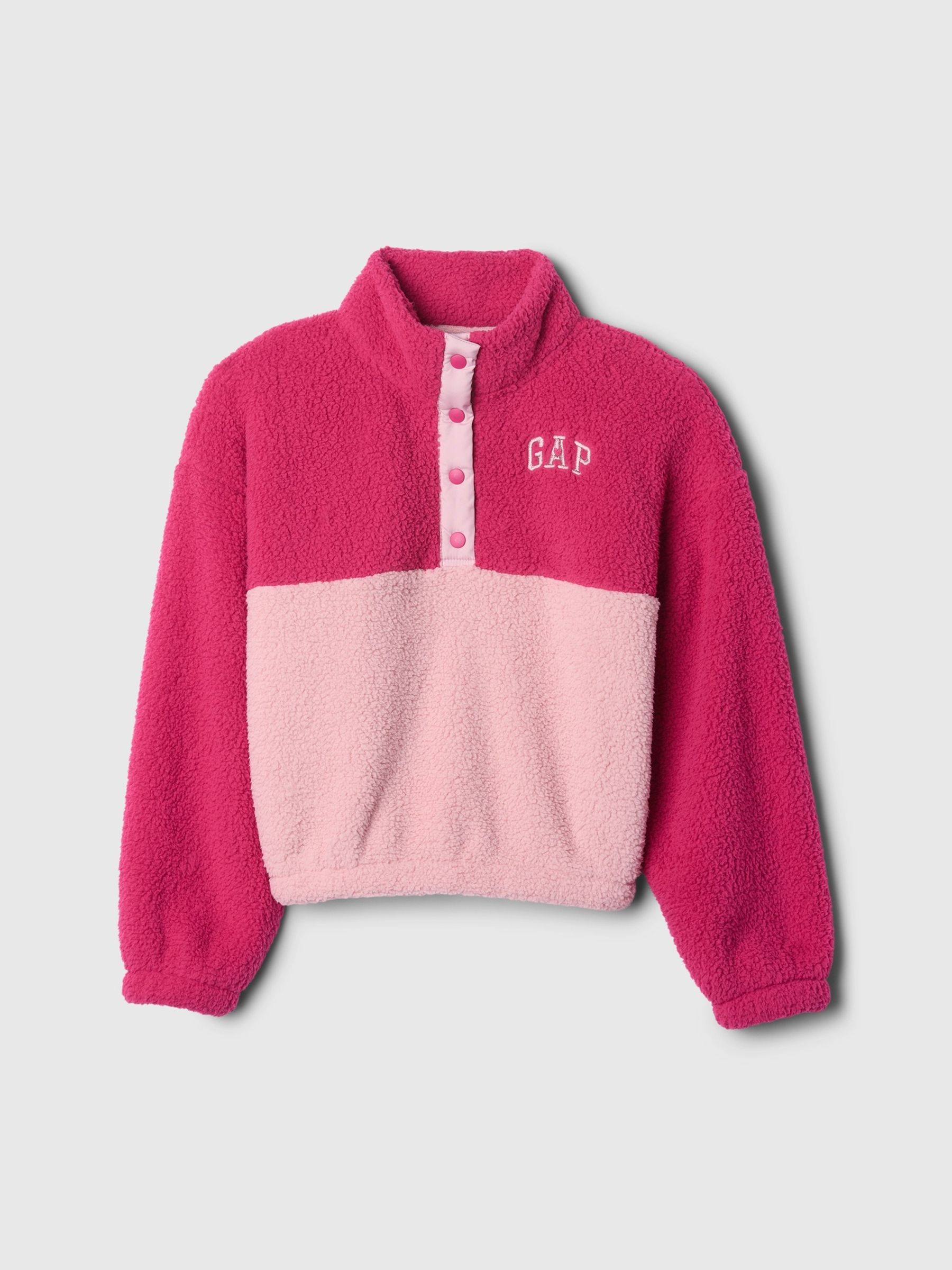 Pink Quarter-Snap Sherpa Fleece (4-13yrs) - Image 3 of 4