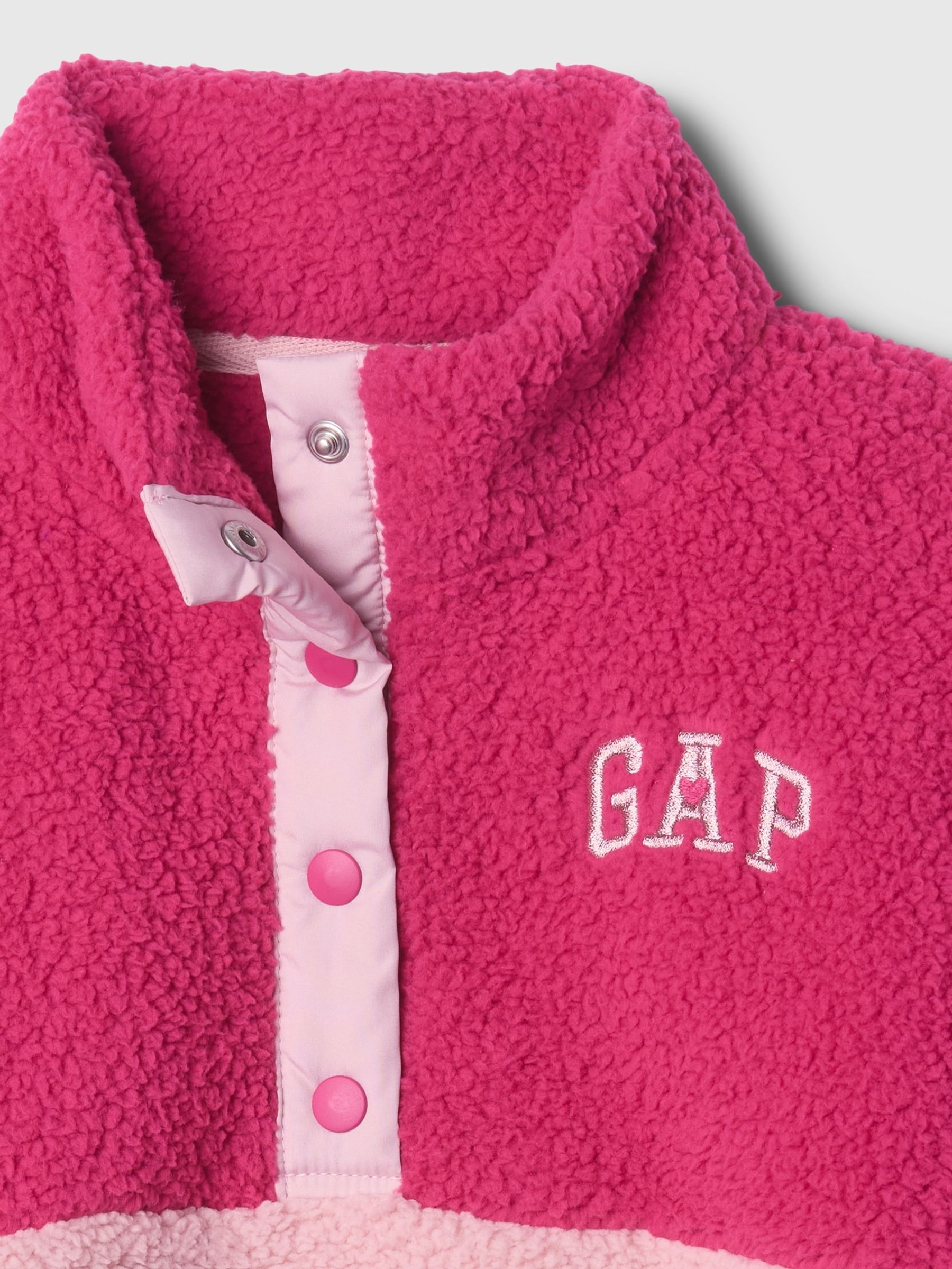 Pink Quarter-Snap Sherpa Fleece (4-13yrs) - Image 4 of 4
