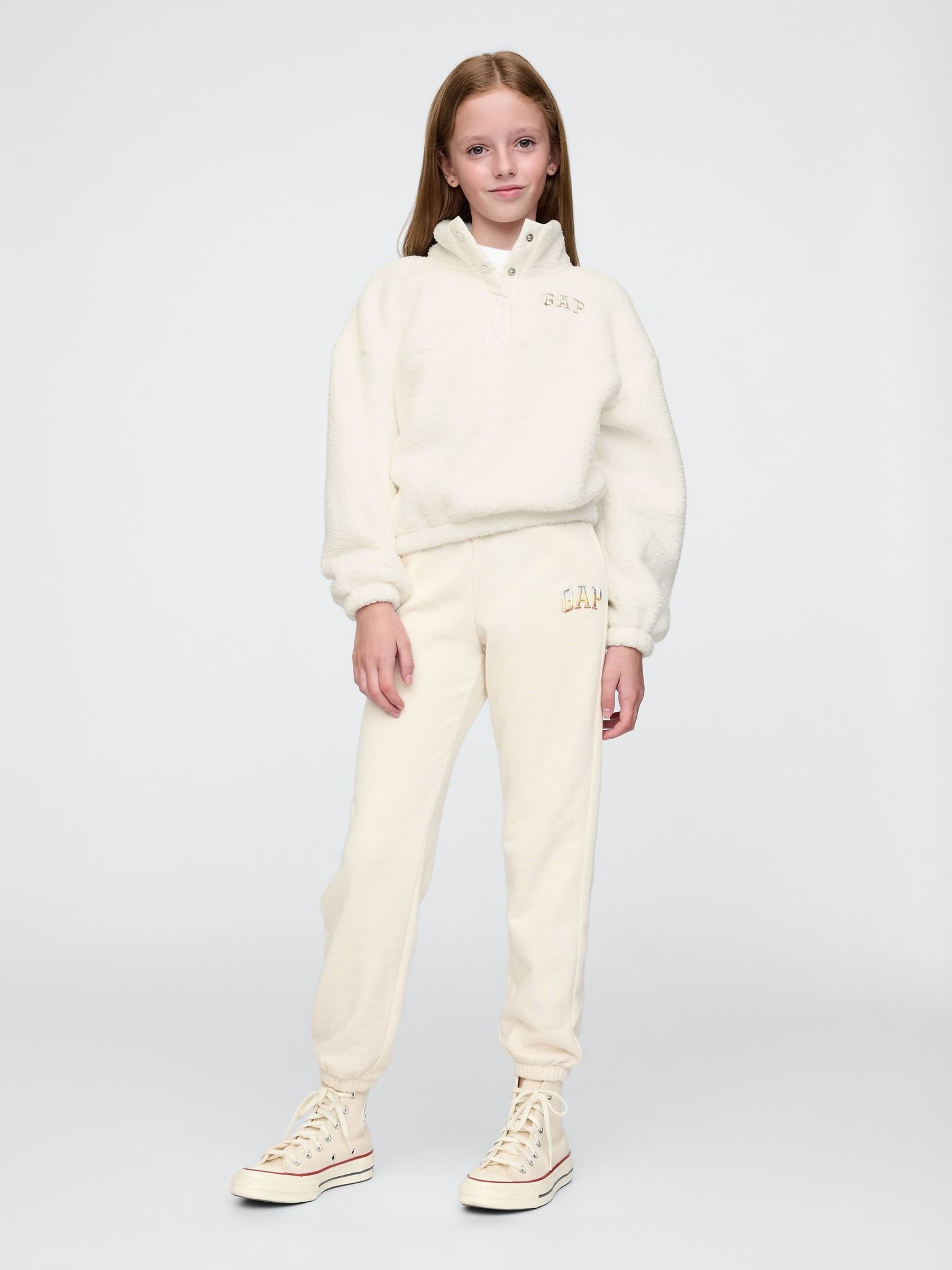 White Quarter-Snap Sherpa Fleece (4-13yrs) - Image 2 of 5
