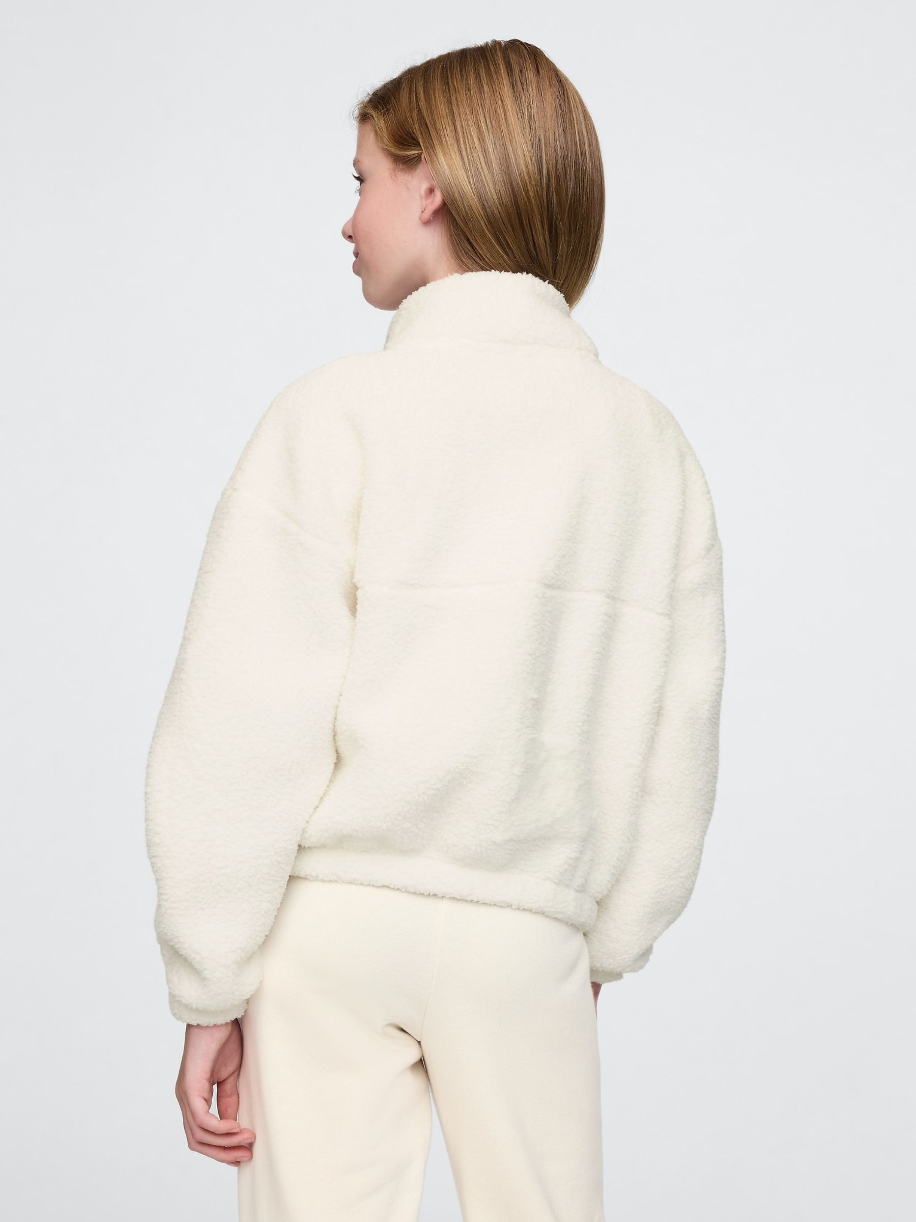 White Quarter-Snap Sherpa Fleece (4-13yrs) - Image 3 of 5