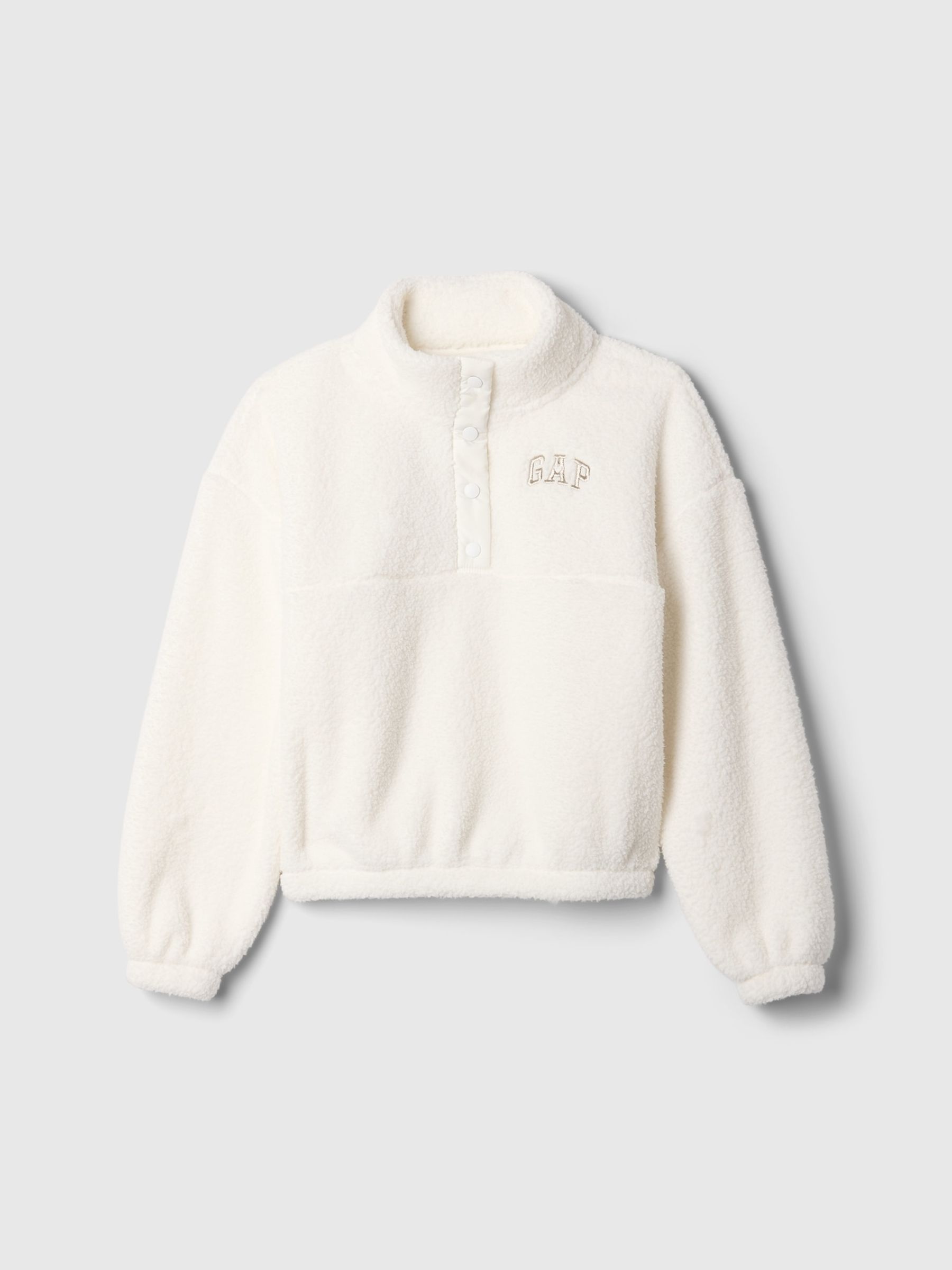 White Quarter-Snap Sherpa Fleece (4-13yrs) - Image 5 of 5