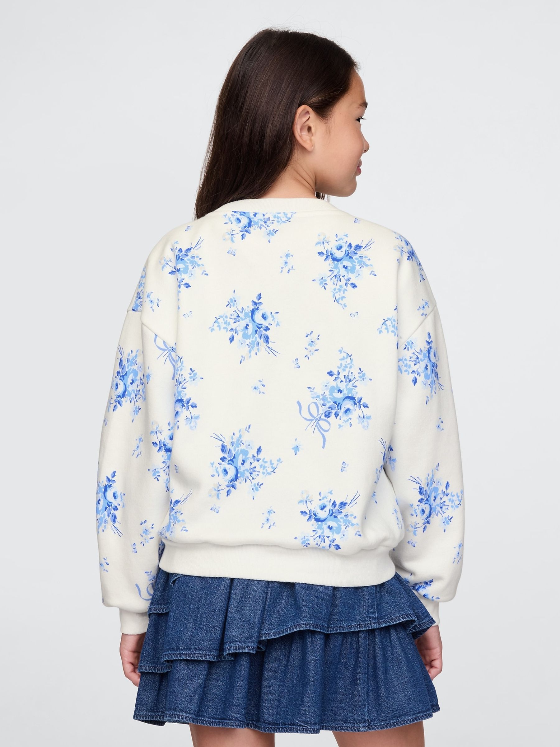 White Floral Vintage Soft Dolman Sweatshirt (4-13yrs) - Image 2 of 5