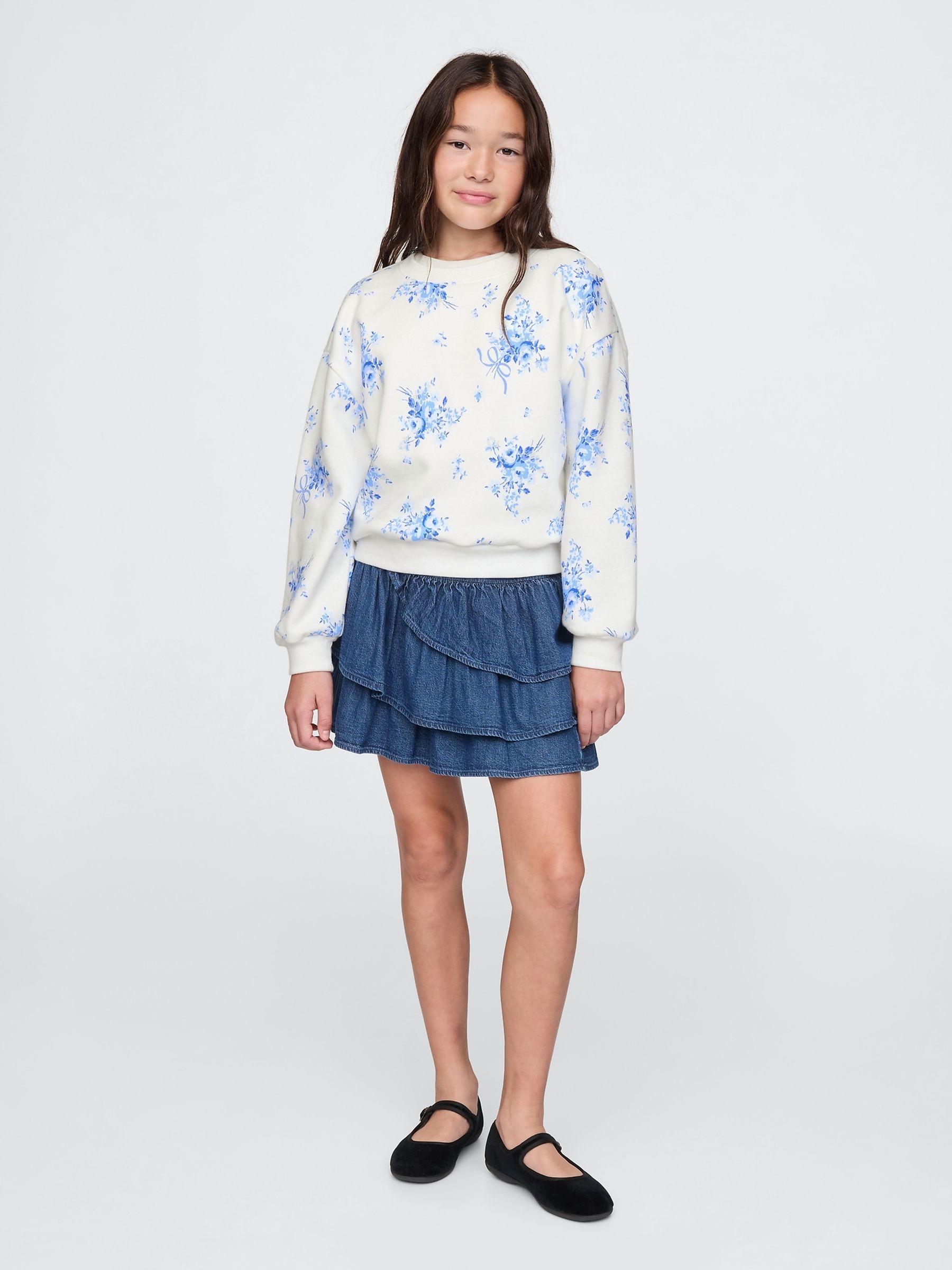 White Floral Vintage Soft Dolman Sweatshirt (4-13yrs) - Image 3 of 5