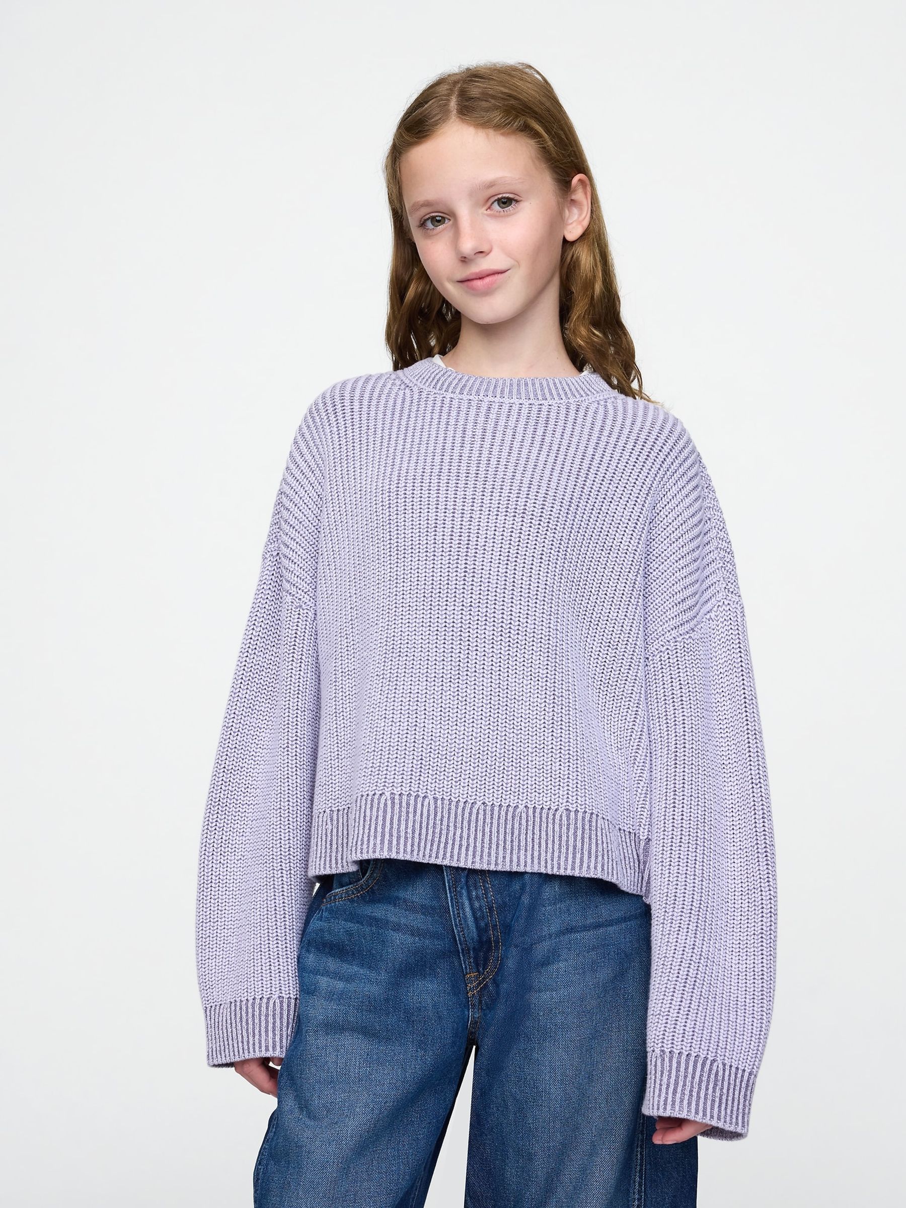 Purple Boxy Crew Neck Jumper (4-13yrs) - Image 1 of 5