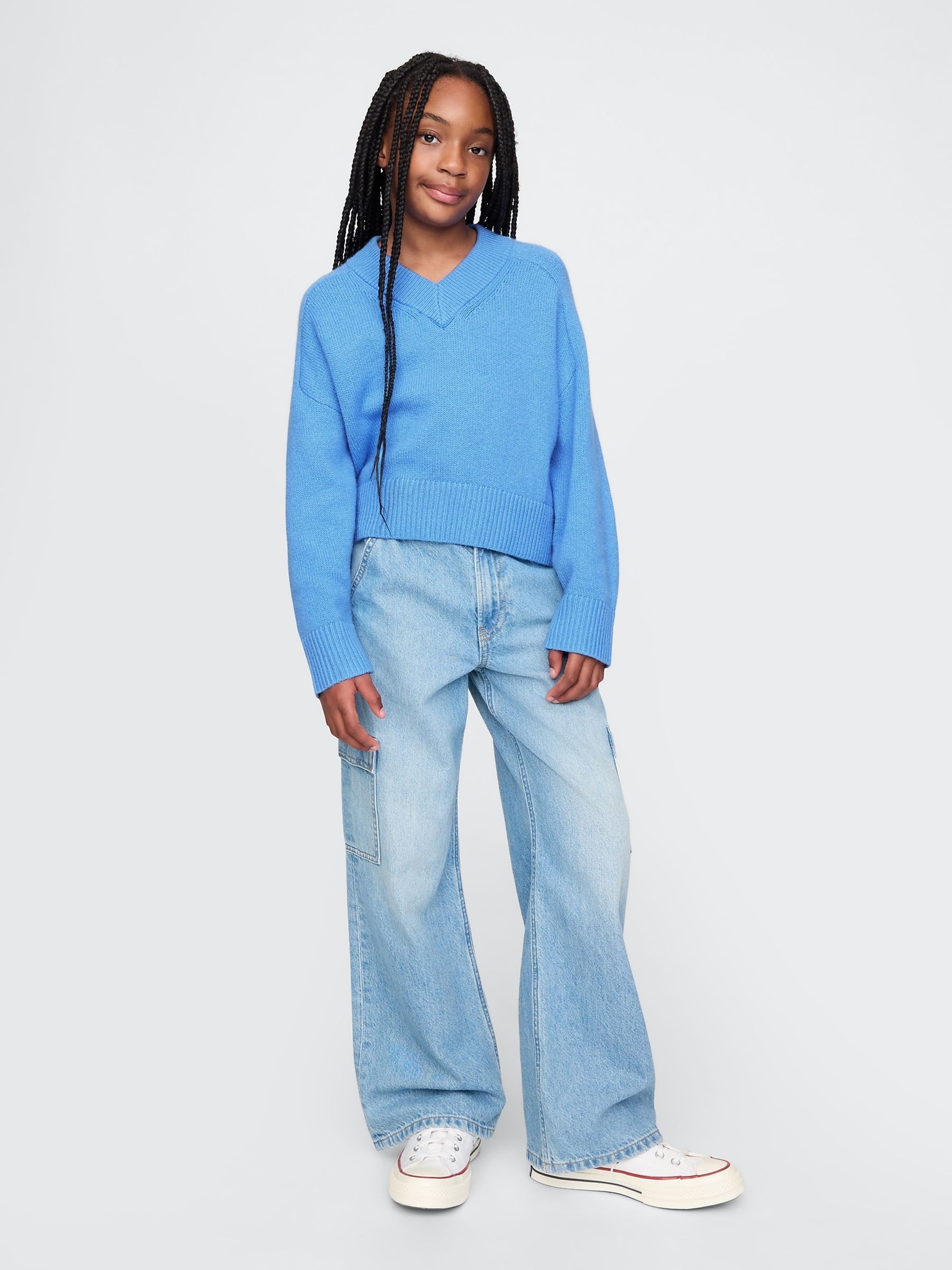 Blue CashSoft Oversized V-Neck Jumper - Image 3 of 6