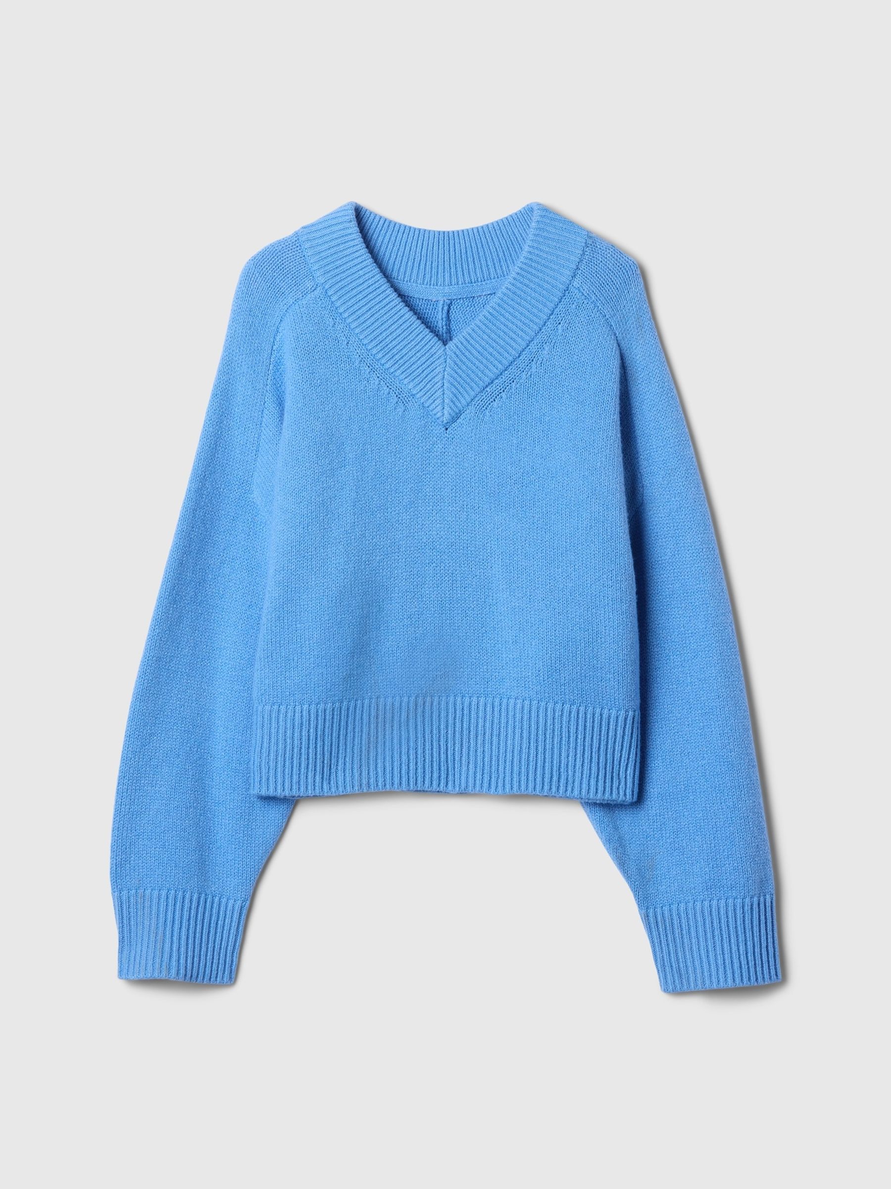Blue CashSoft Oversized V-Neck Jumper - Image 5 of 6