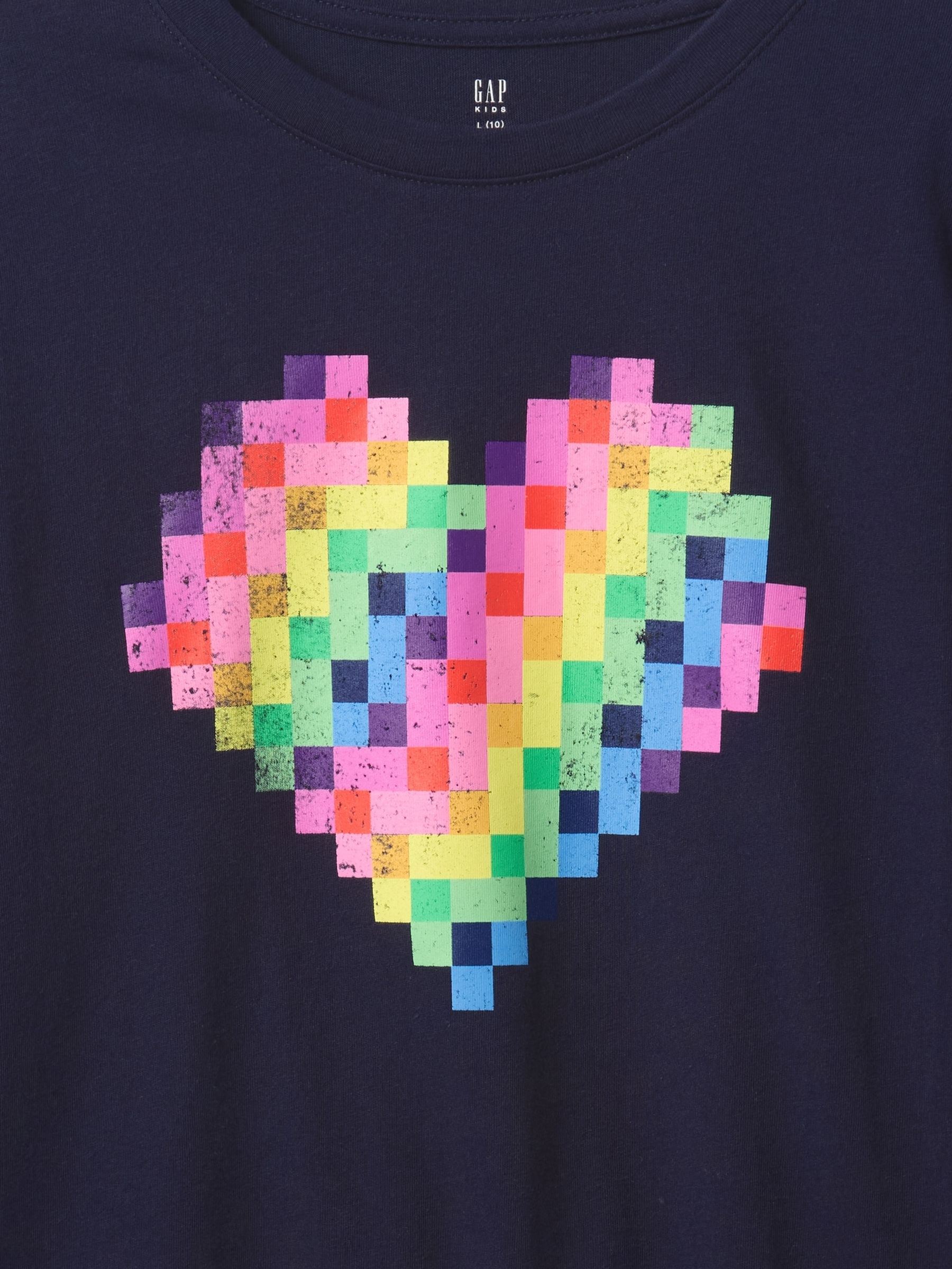 Navy Blue Heart Graphic T-Shirt (4-13yrs) - Image 4 of 4
