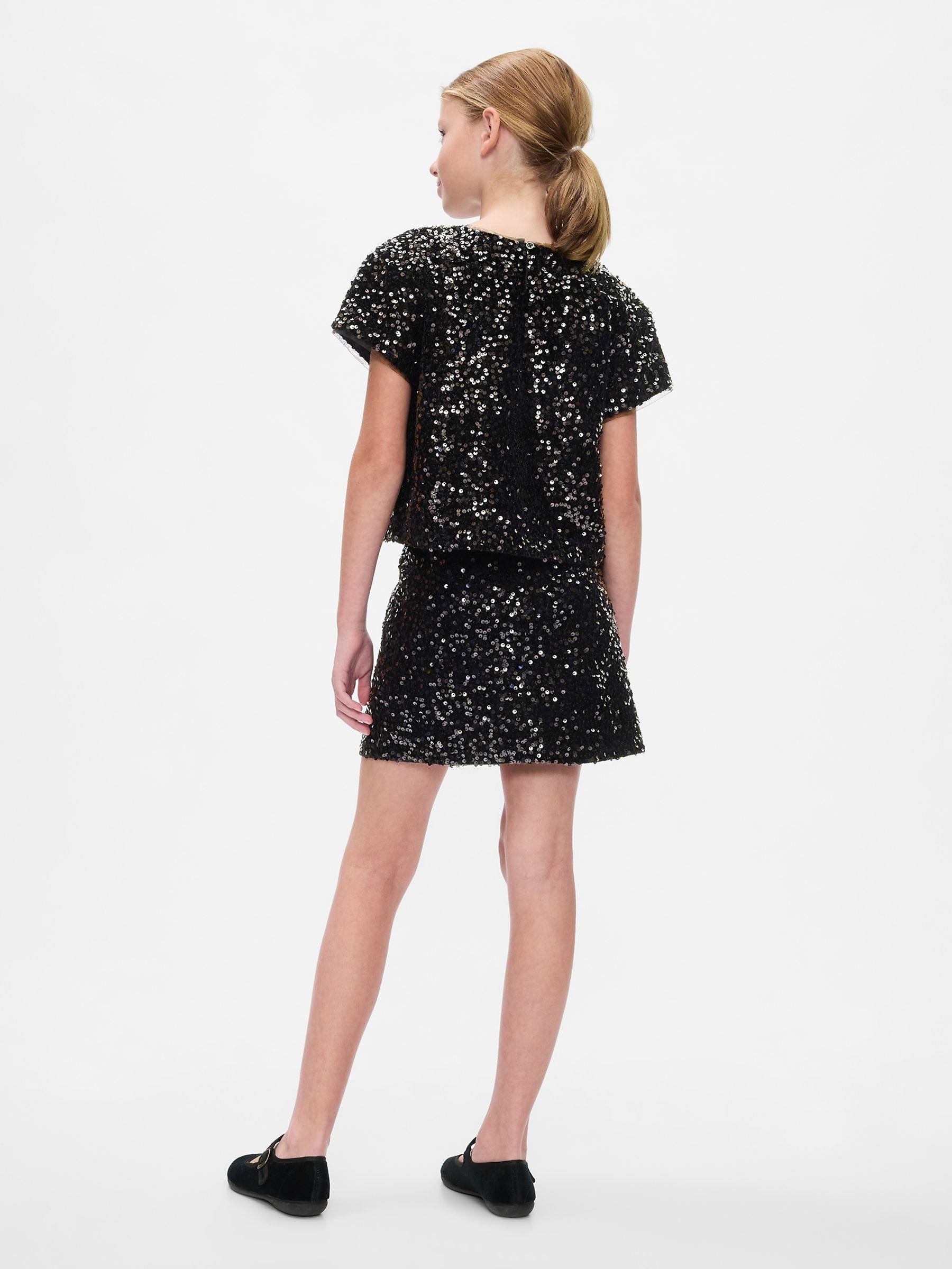 Black Sequin Velvet Mini Skirt (5-13yrs) - Image 2 of 4