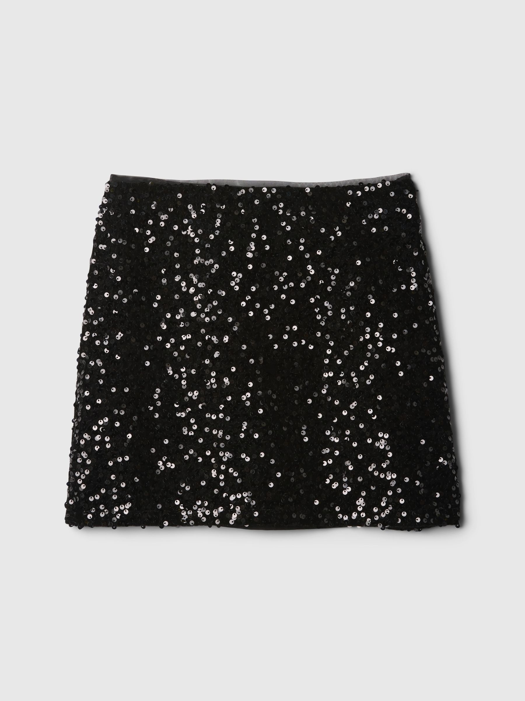 Black Sequin Velvet Mini Skirt (5-13yrs) - Image 3 of 4