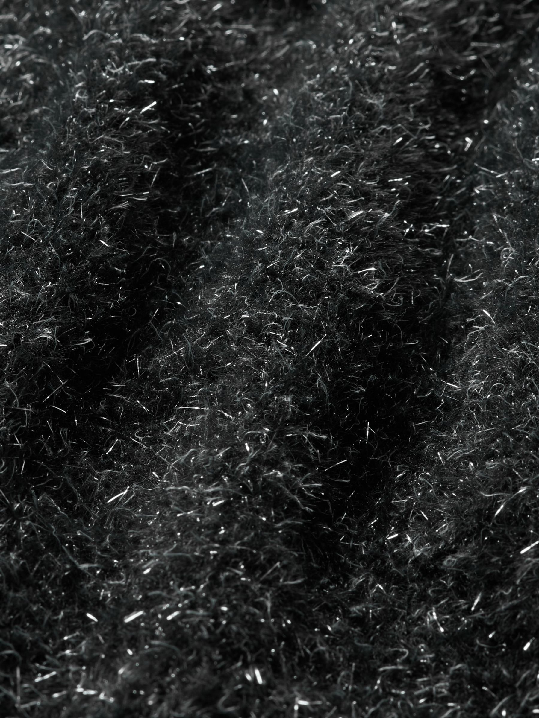 Black Fuzzy Metallic Crew Neck Jumper - Image 5 of 5