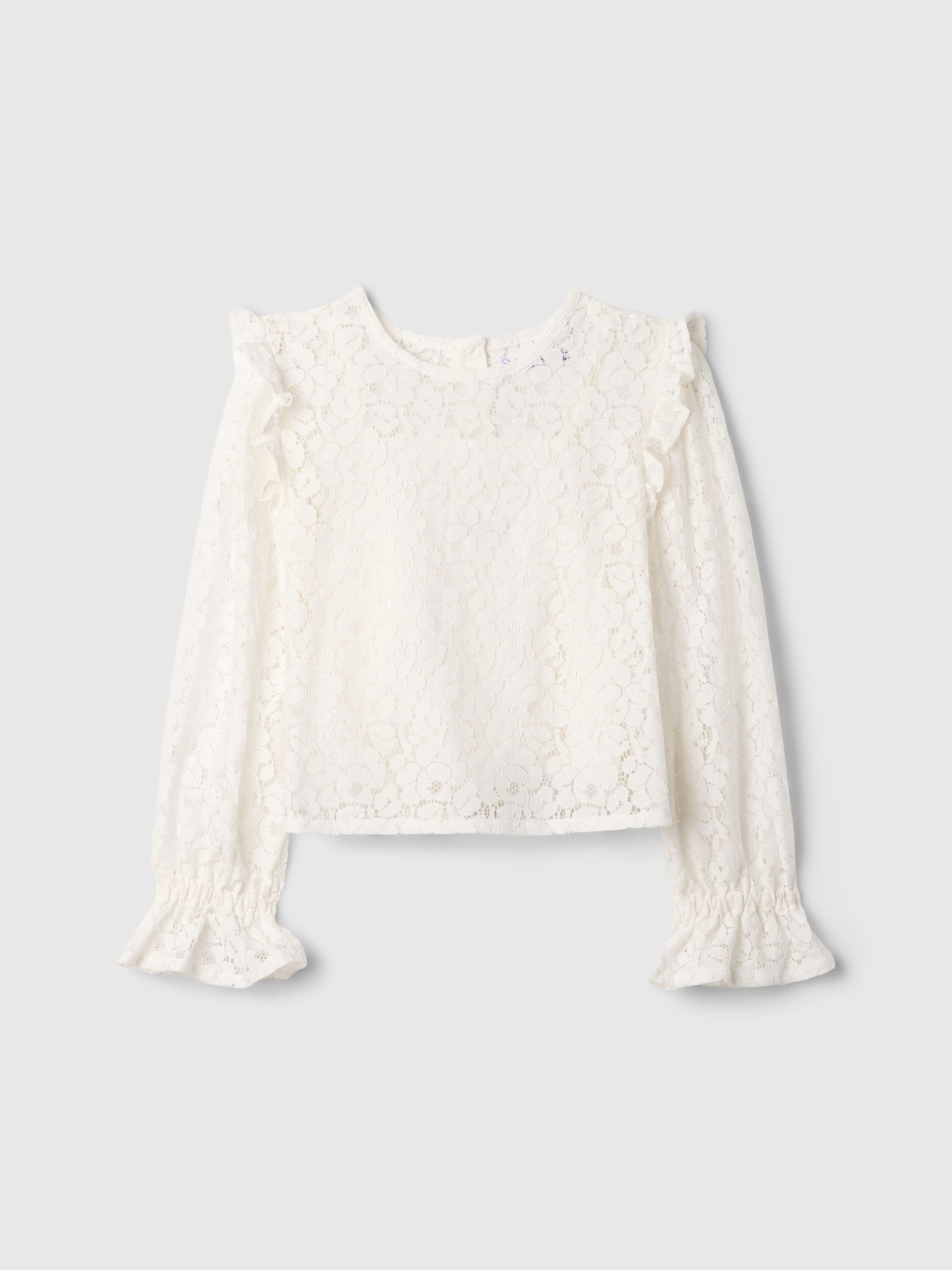 Cream Ruffle Lace Top - Image 4 of 5