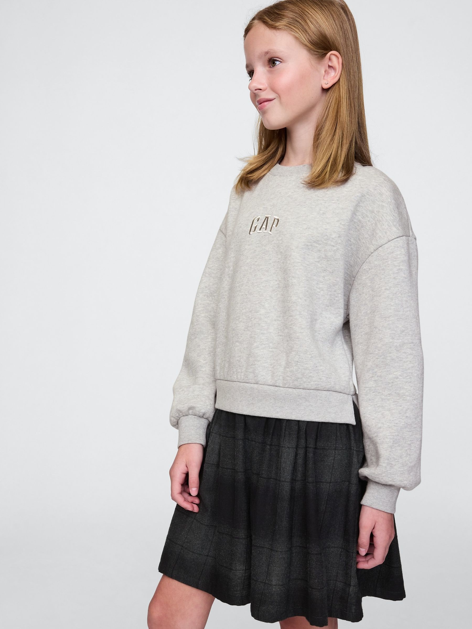 Grey & Black Logo Oversized Vintage Soft Jumper Dress (4-13yrs) - Image 1 of 4
