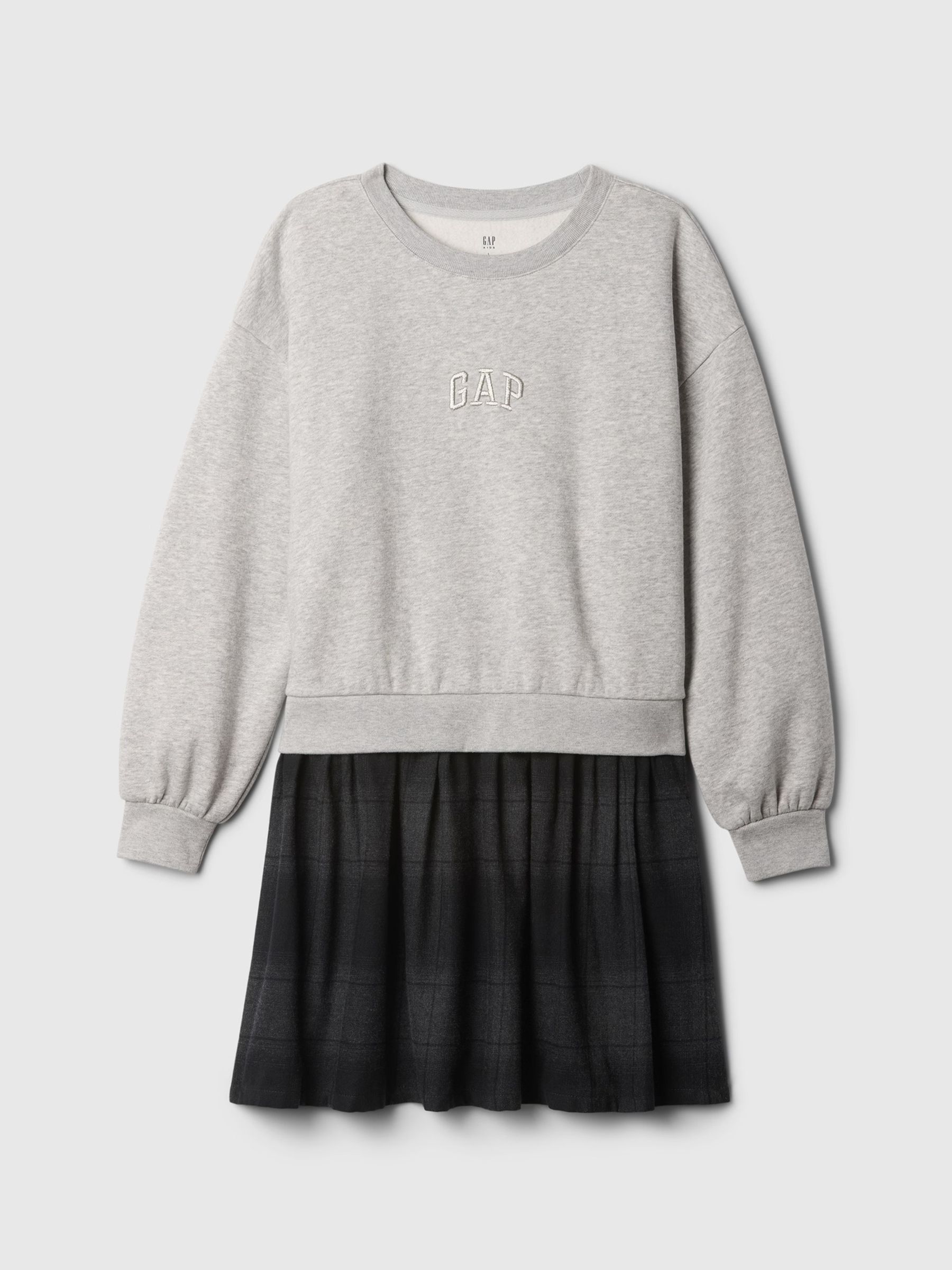 Grey & Black Logo Oversized Vintage Soft Jumper Dress (4-13yrs) - Image 4 of 4