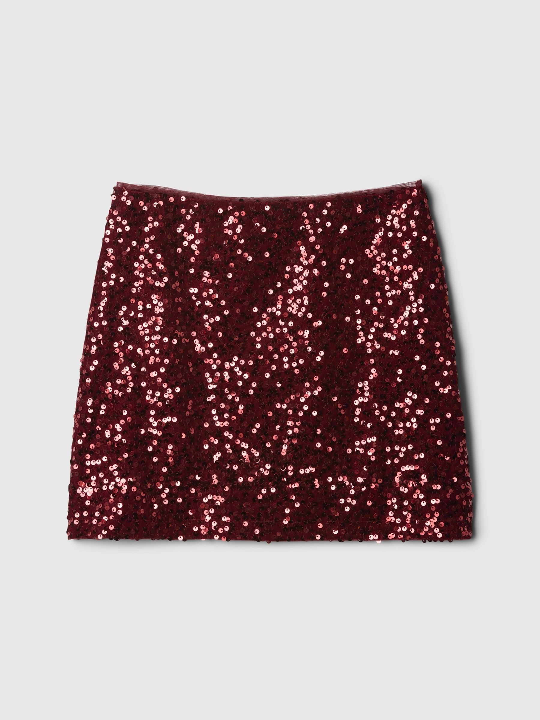 Red Sequin Velvet Mini Skirt (5-13yrs) - Image 3 of 4