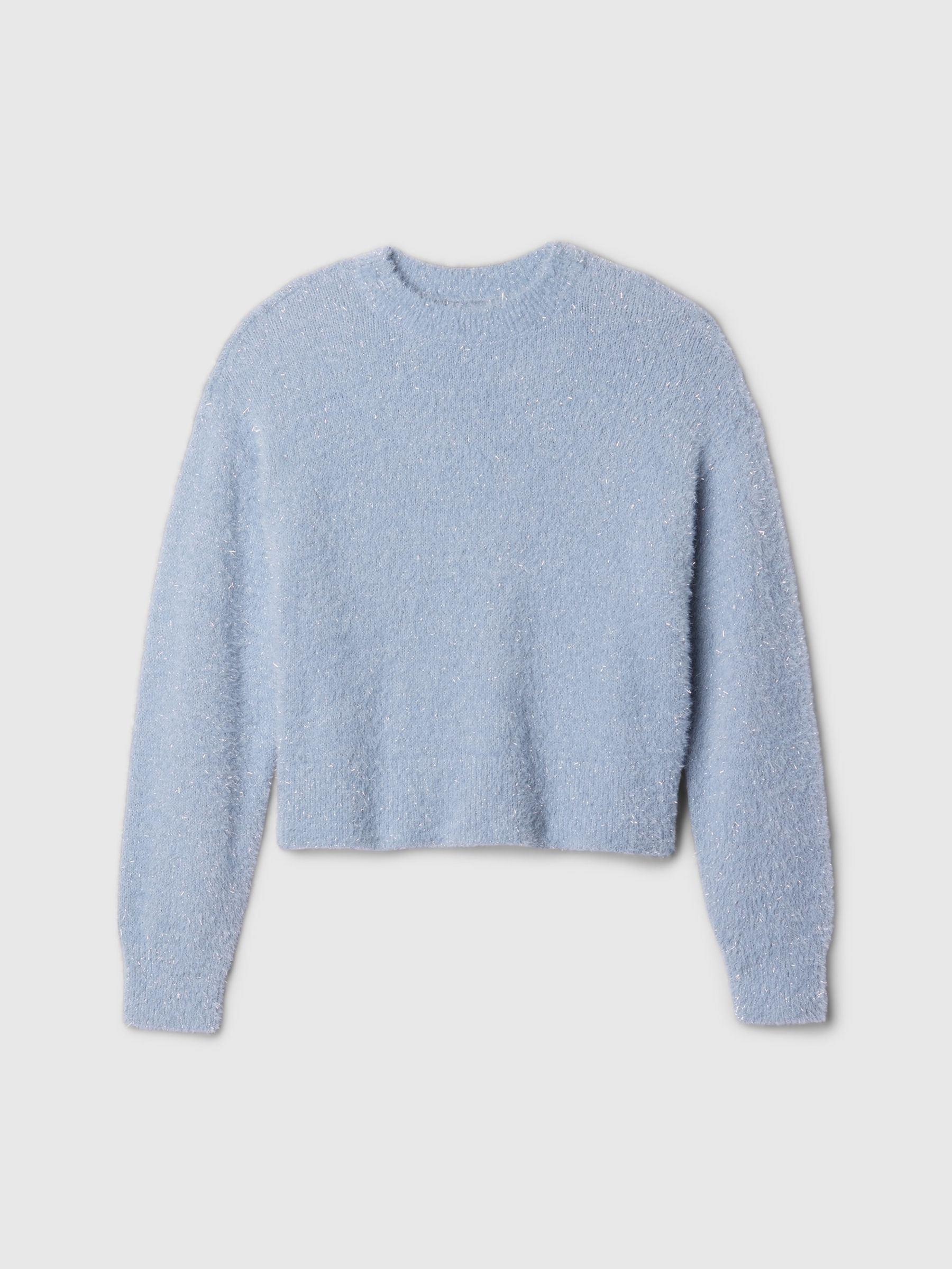 Blue Fuzzy Metallic Crew Neck Jumper - Image 4 of 5