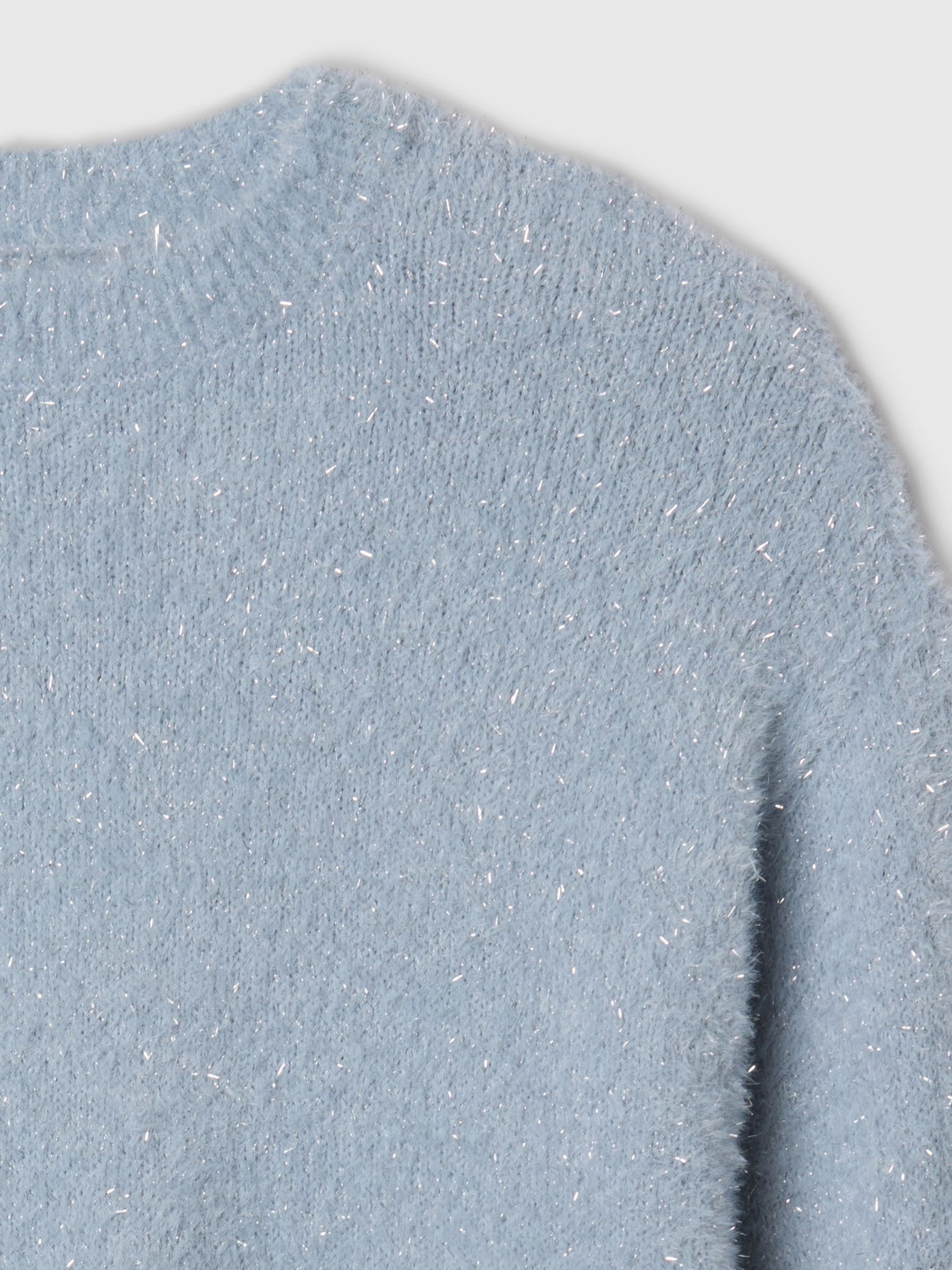 Blue Fuzzy Metallic Crew Neck Jumper - Image 5 of 5