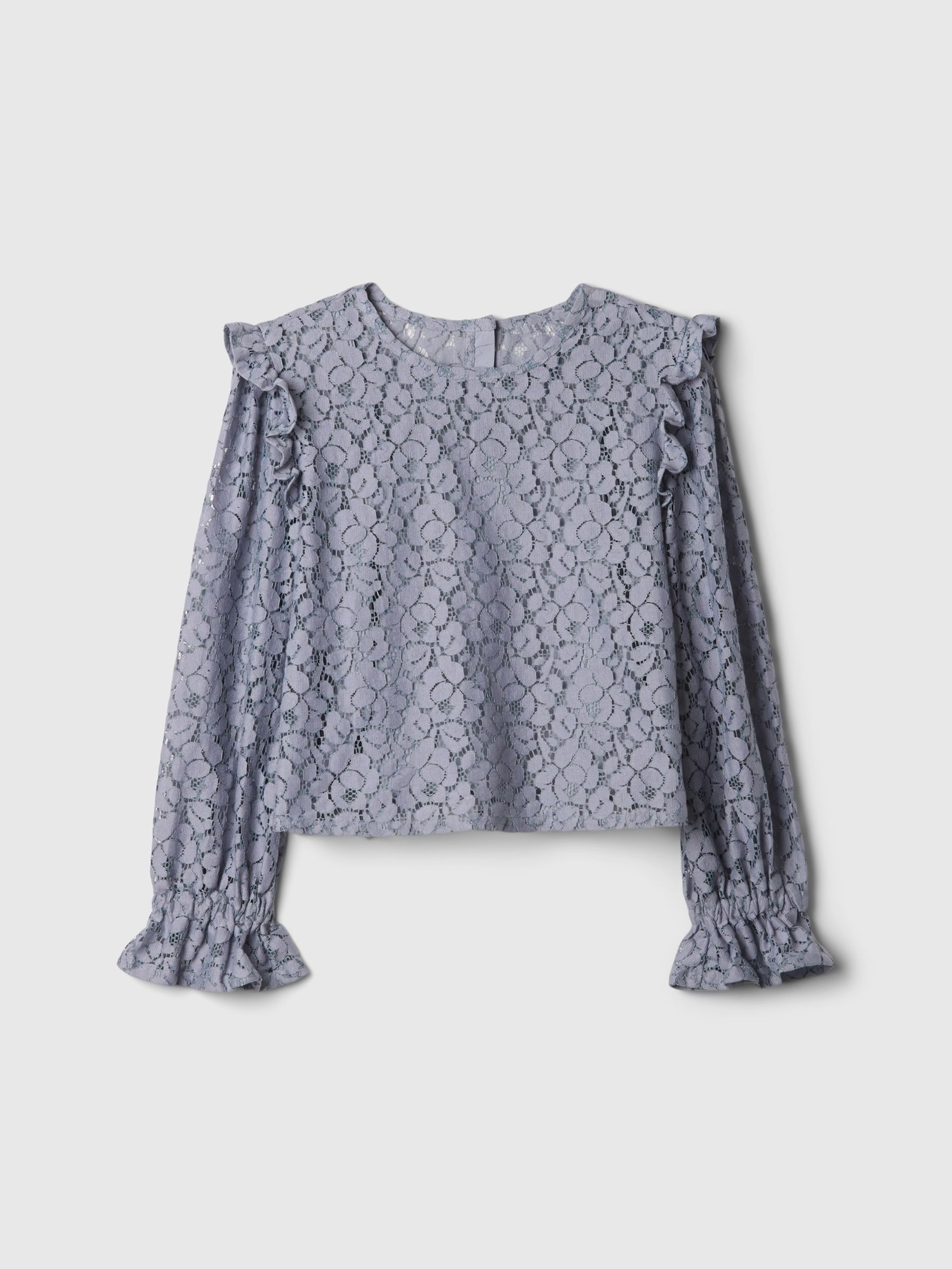 Blue Ruffle Lace Top - Image 4 of 5