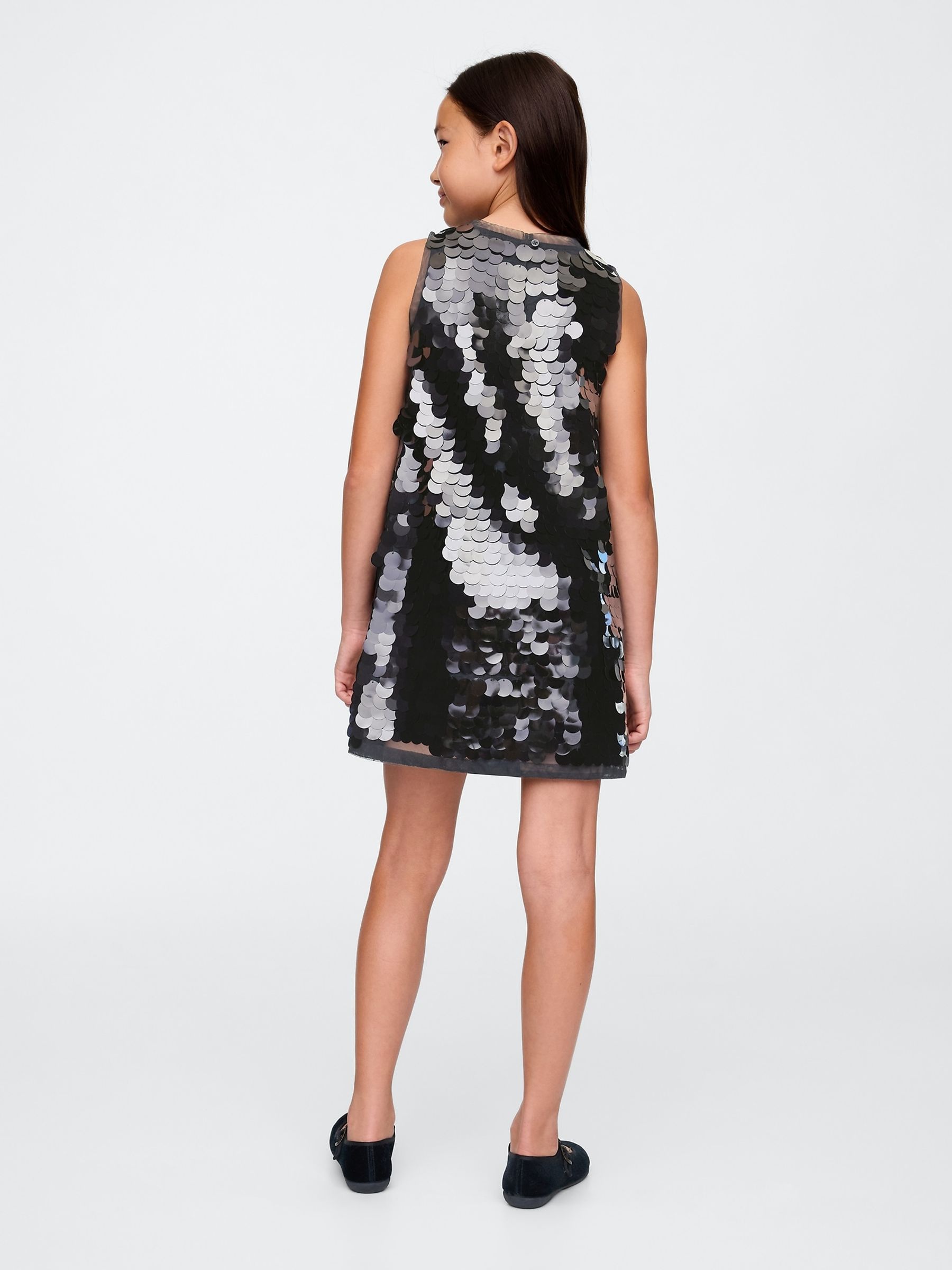 Silver Sequin Shift Dress (4-13yrs) - Image 2 of 4