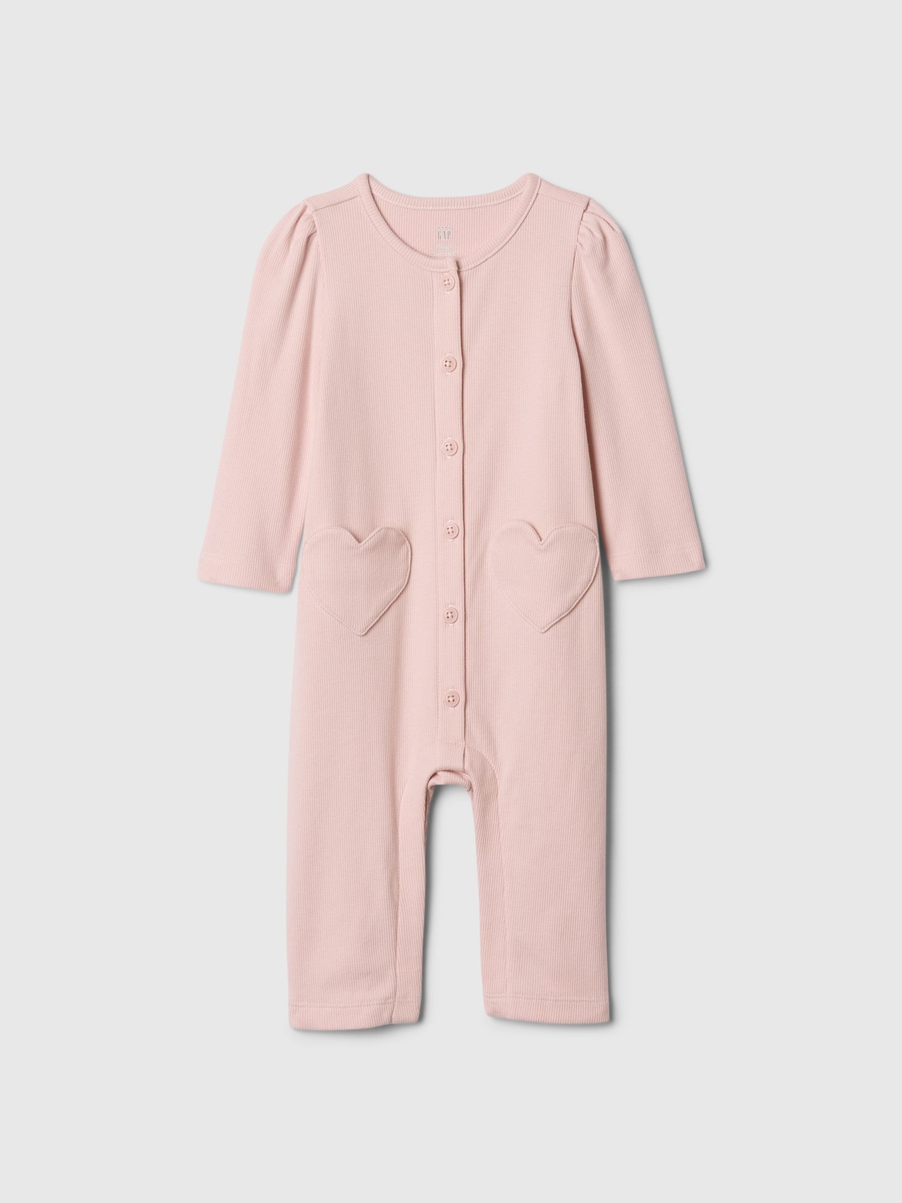 Pink Heart Pocket One-Piece (Newborn-24mths) - Image 1 of 2