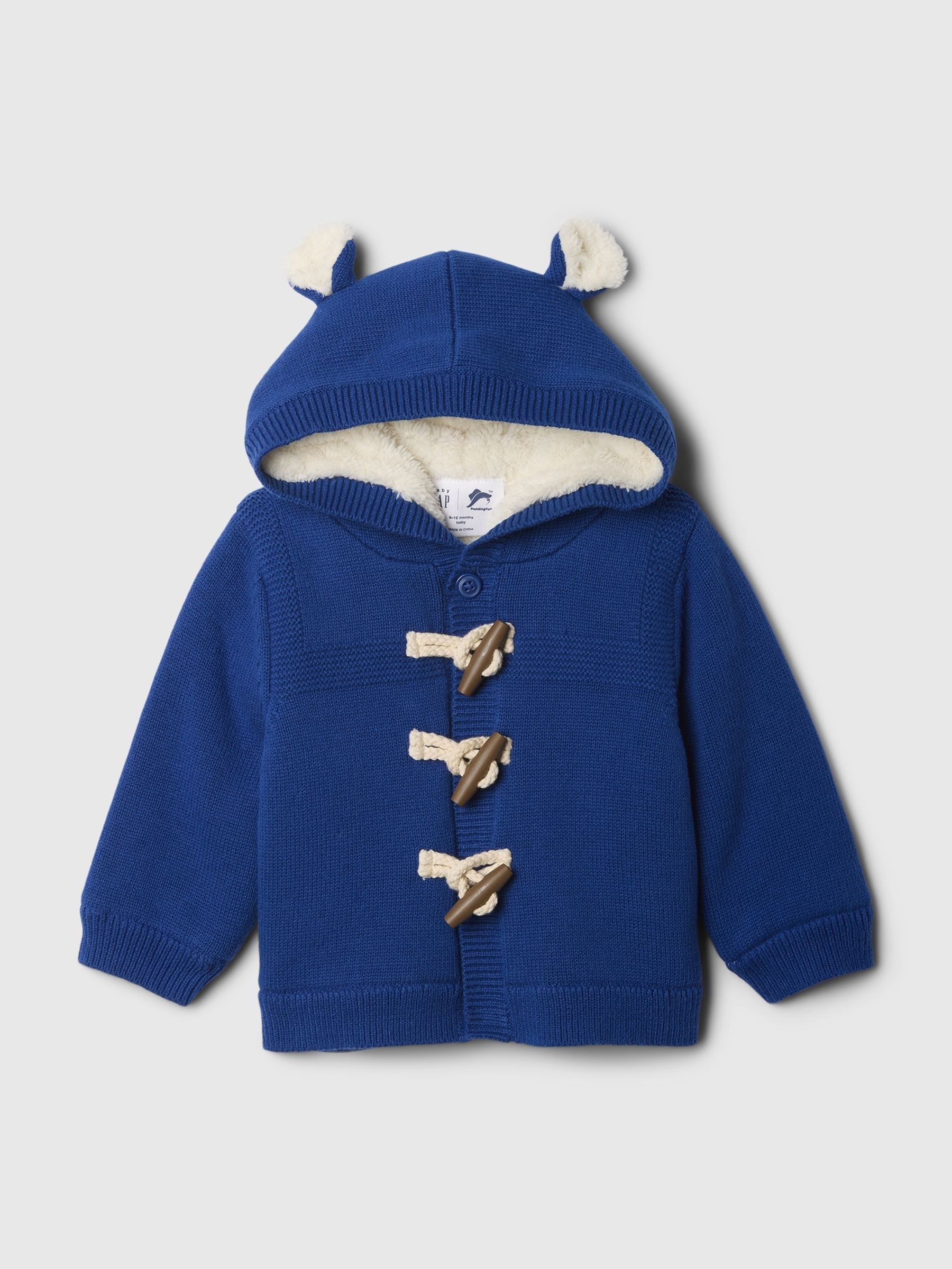 Blue Paddington Sherpa-Lined Toggle Hoodie (Newborn-24mths) Gap