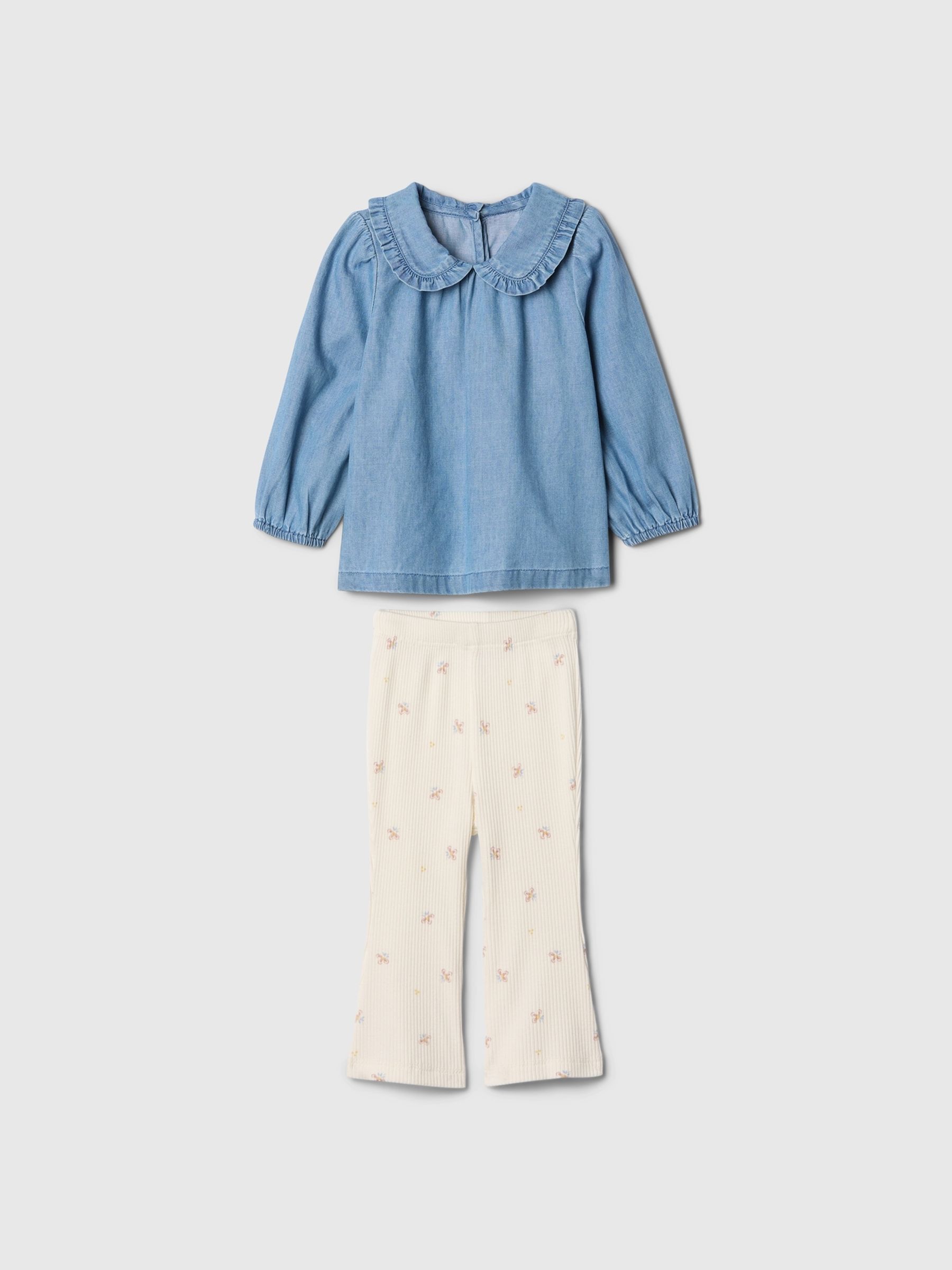 Blue Long Sleeve Ruffle Top and Leggings Set (Newborn-24mths) - Image 1 of 3