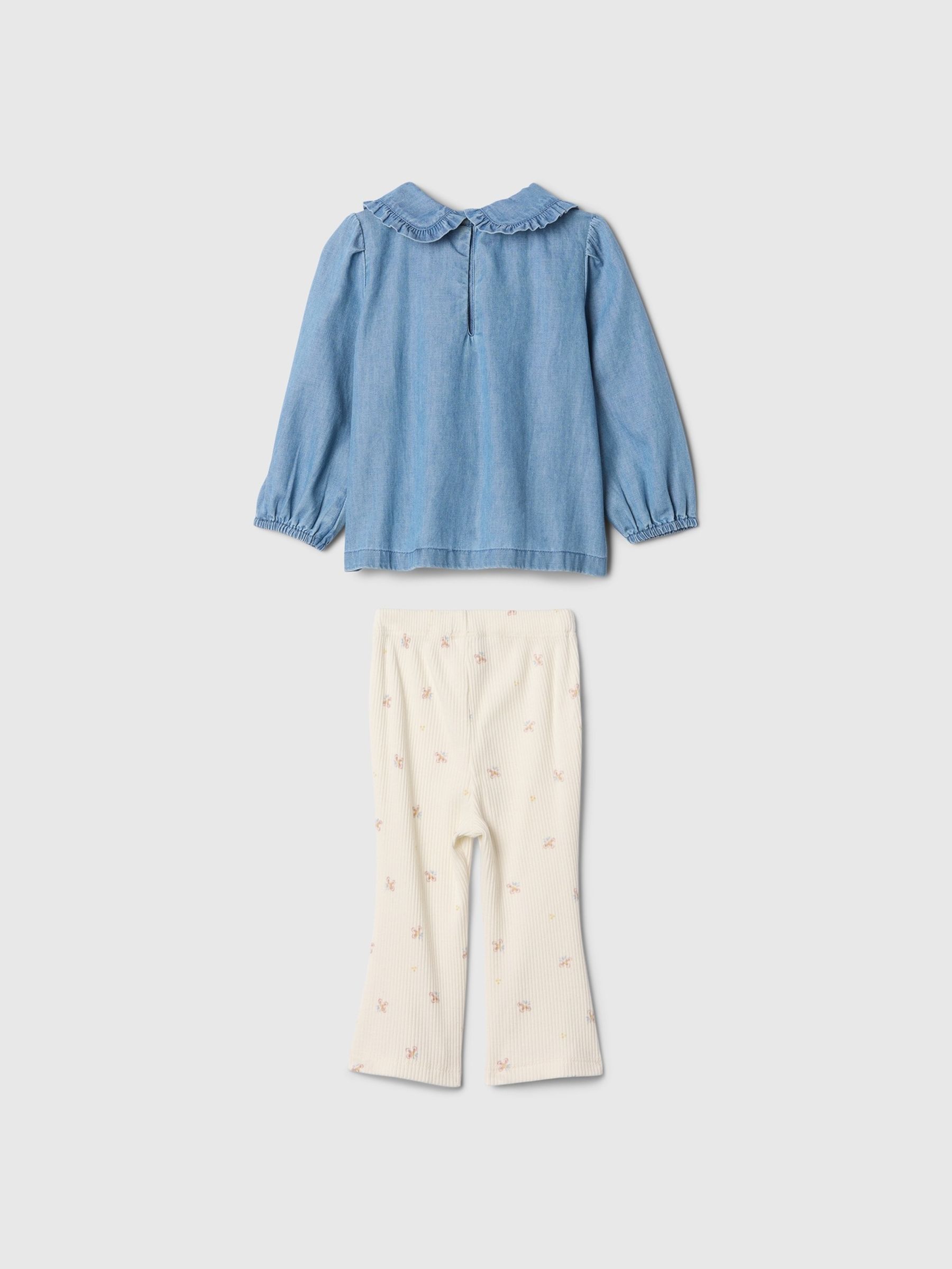 Blue Long Sleeve Ruffle Top and Leggings Set (Newborn-24mths) - Image 2 of 3