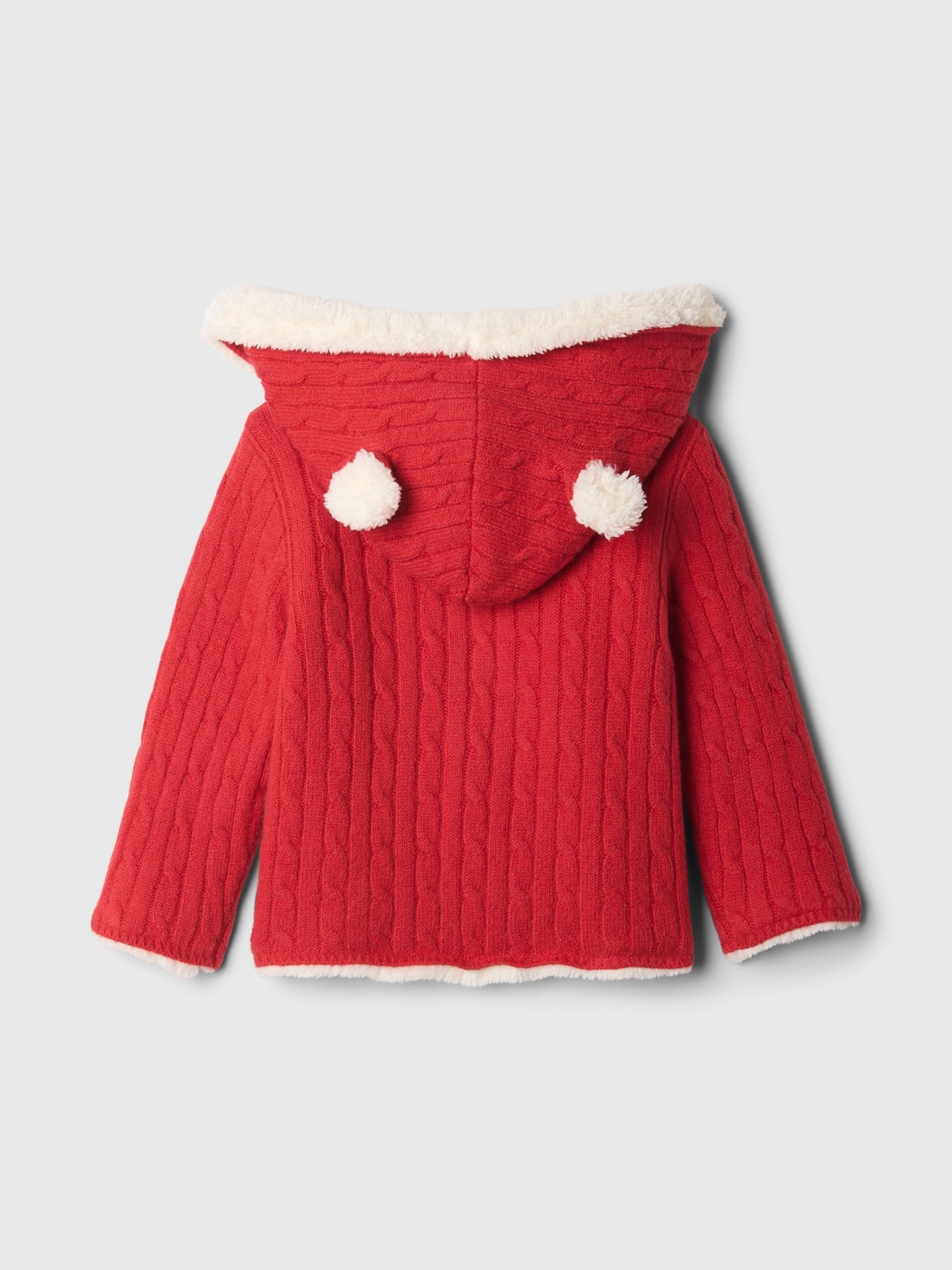 Red CashSoft Sherpa-Lined Cardigan (Newborn-24mths) - Image 2 of 3