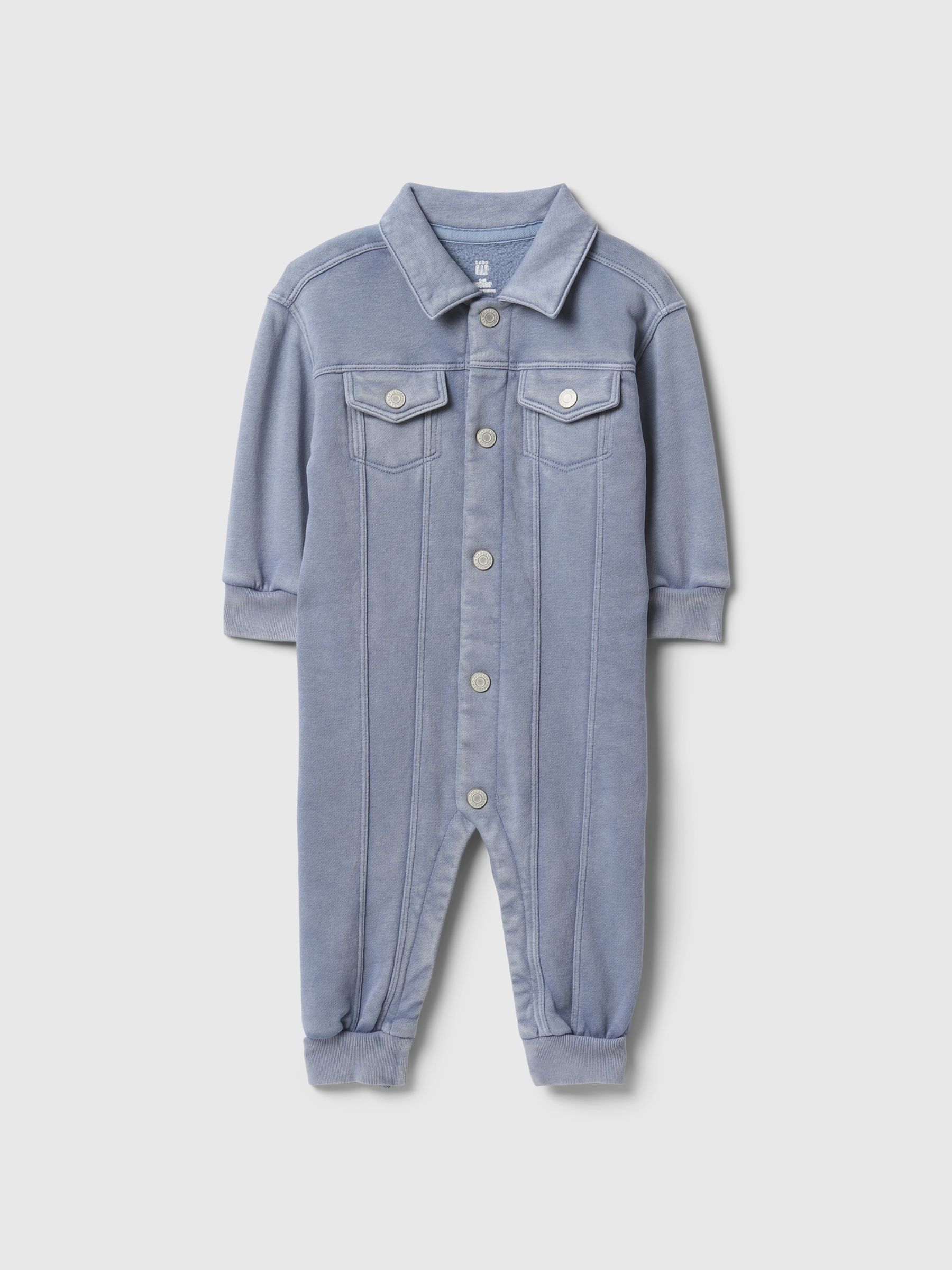 Blue Vintage Soft Button Up One-Piece - Image 1 of 2