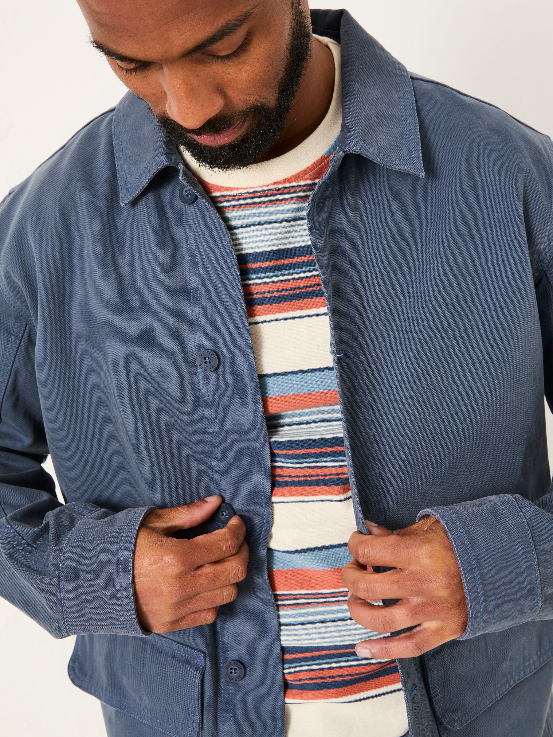 French Navy Washed Canvas Garment Dye Chore Jacket - Image 3 of 5
