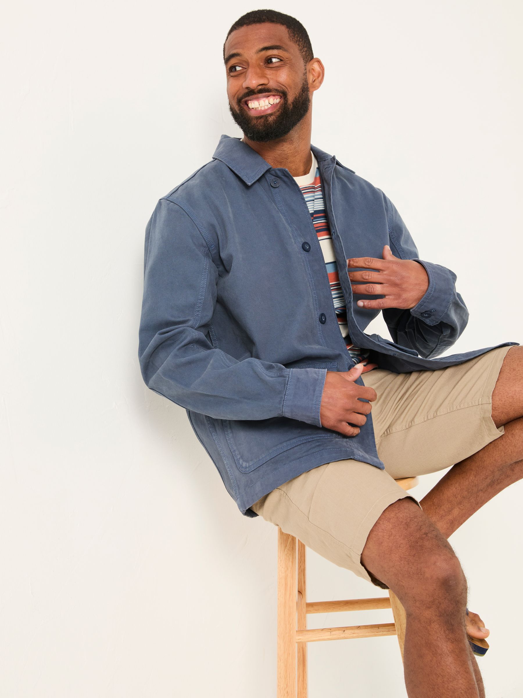 French Navy Washed Canvas Garment Dye Chore Jacket - Image 4 of 5