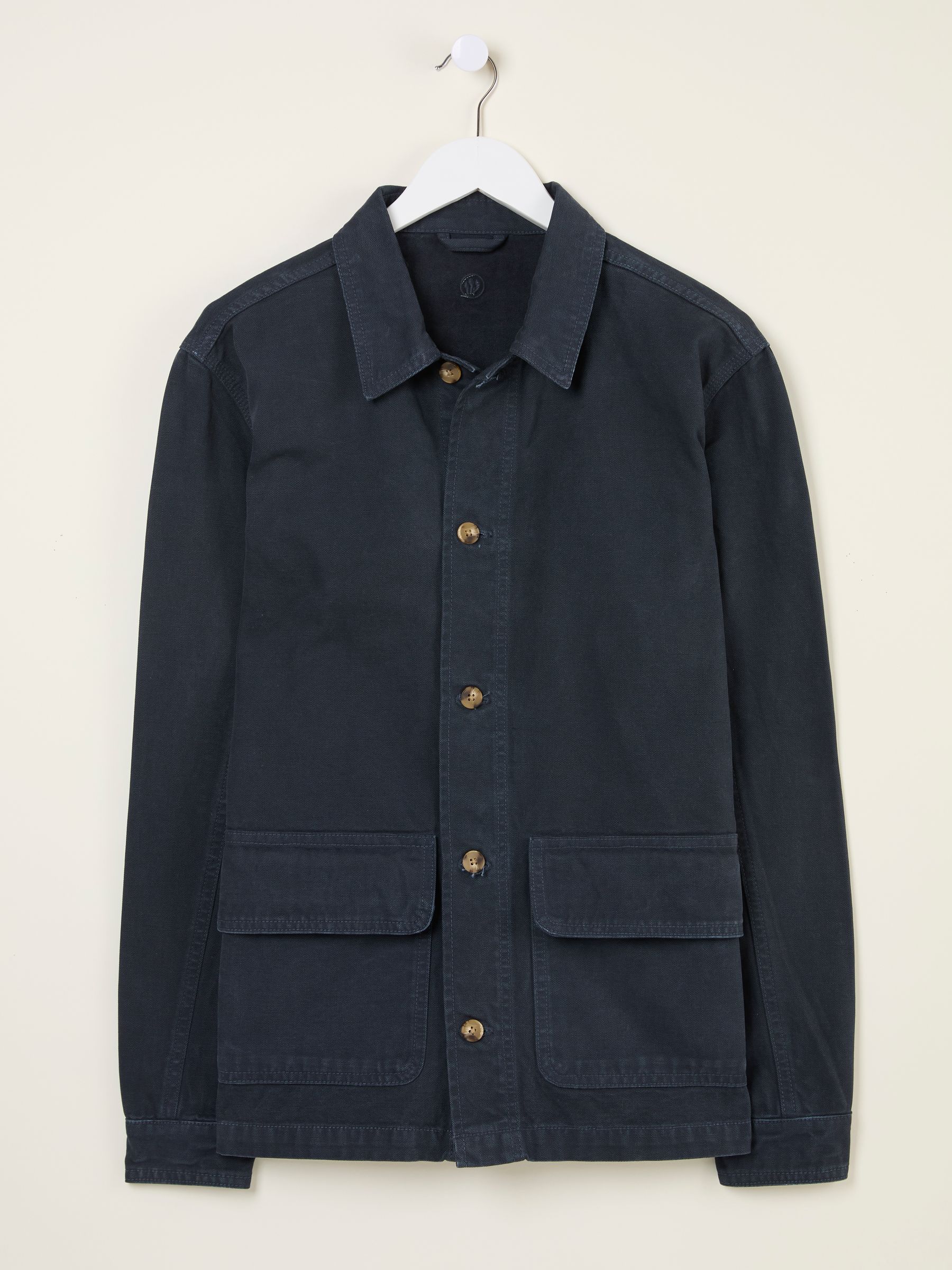 French Navy Washed Canvas Garment Dye Chore Jacket | FatFace USA
